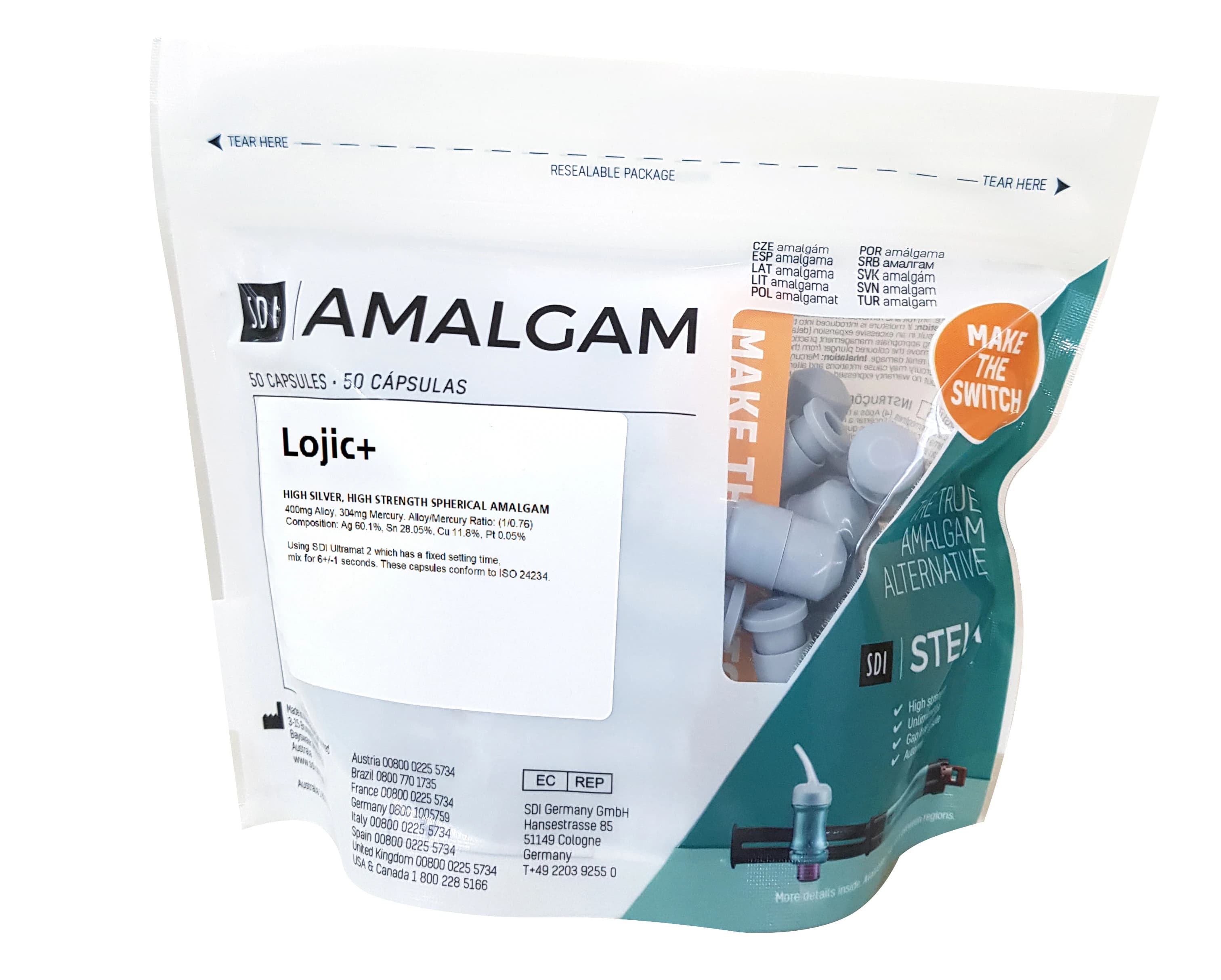 Lojic+ Two Spill Amalgam Capsules, 600 mg, Regular Set, 50/Box, 4202303 - Lojic+ Two Spill Amalgam Regular Set 600mg Box of 50 Capsules - Image 1