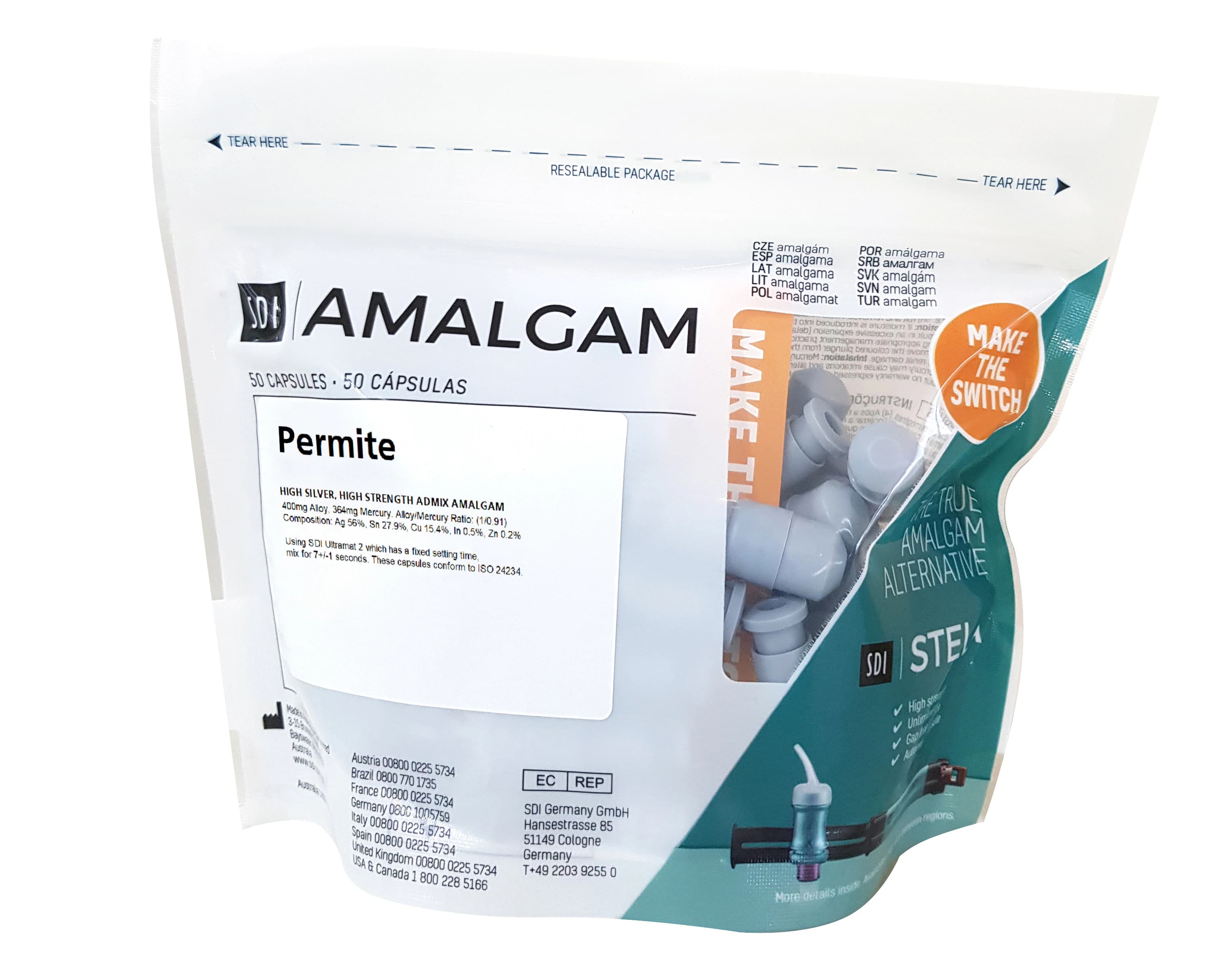 Permite Dispersed Phase Amalgam Capsules, 2 Spill, 600 mg, Regular Set, Purple/Gray, 50/Pk, 4002303 - Permite Dispersed Amalgam Capsules, 2 Spill, Regular Set, 600 mg, 50/Pk - Image 1