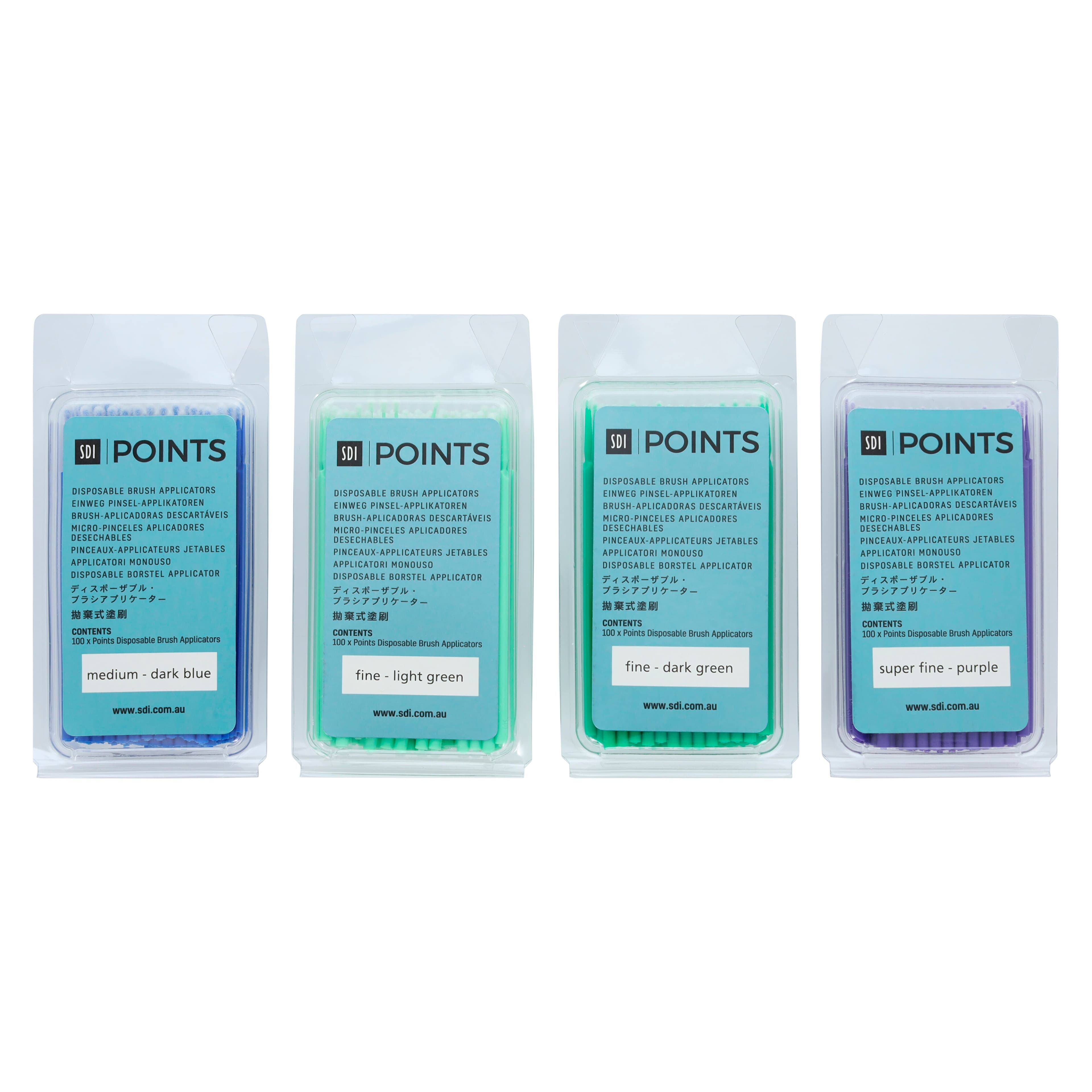 Points Disposable Brush Applicators, Assorted (Superfine Purple, Fine Green, Medium Blue), Bendable, 400/Pkg, 8100123 thumbnail 3