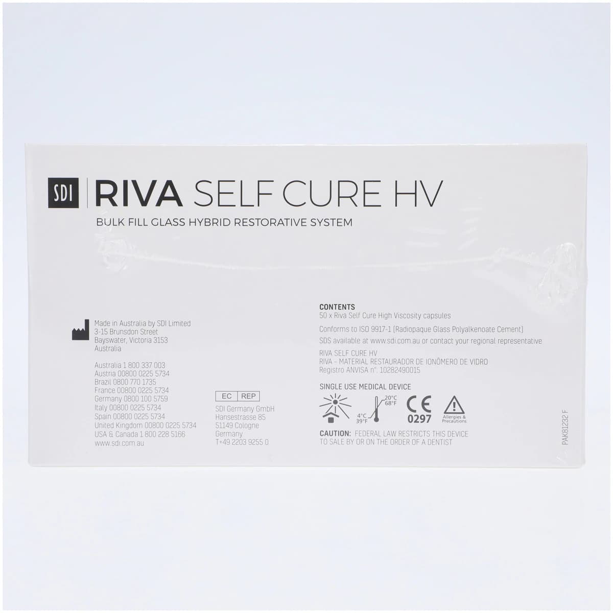 Riva Self Cure HV Glass Ionomer Restorative Capsules, Shade A2, 50/Box, 8630002 thumbnail 3