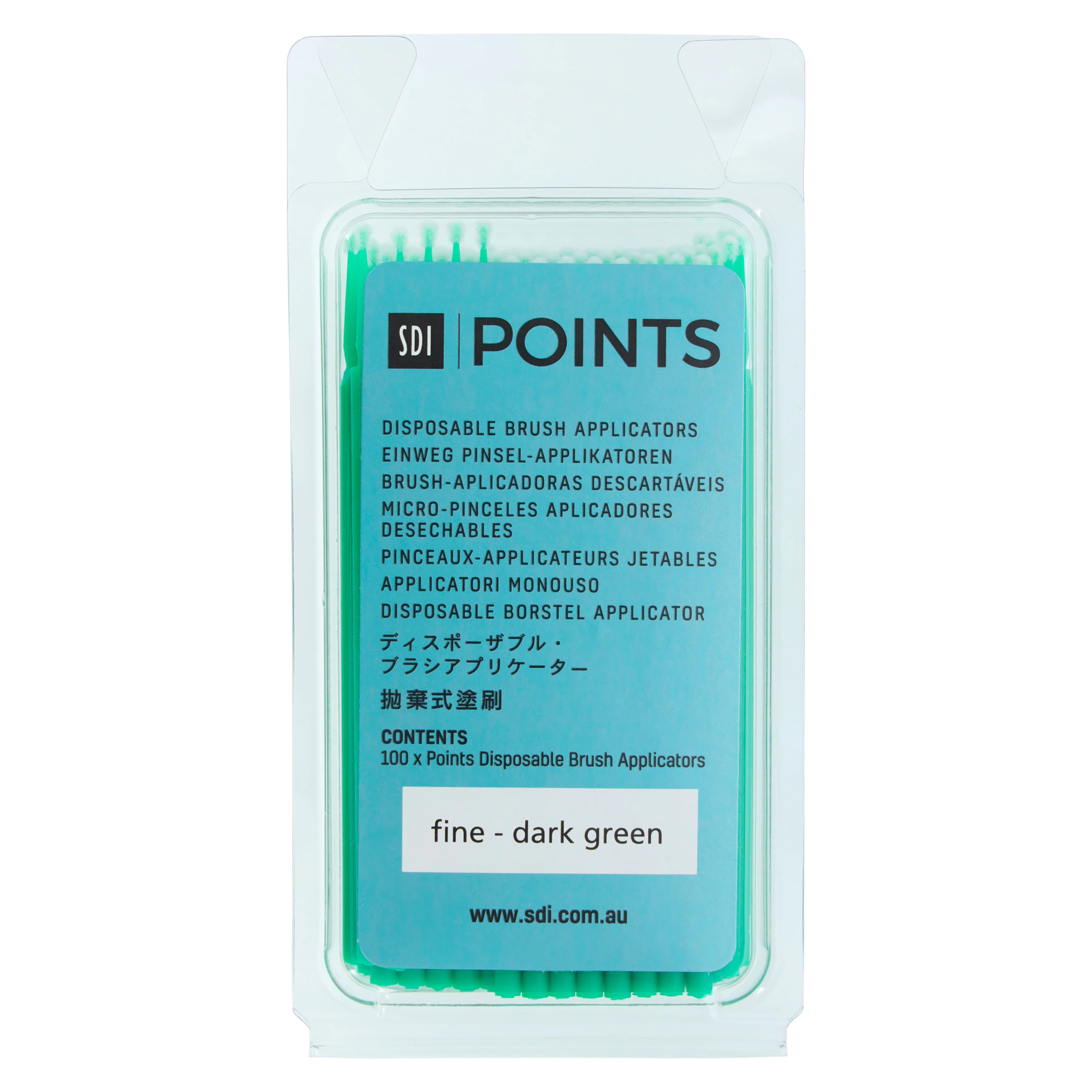 SDI Points Disposable Brush Applicators, Fine, Dark Green, Bendable, 400/Pk, 8100116 thumbnail 3