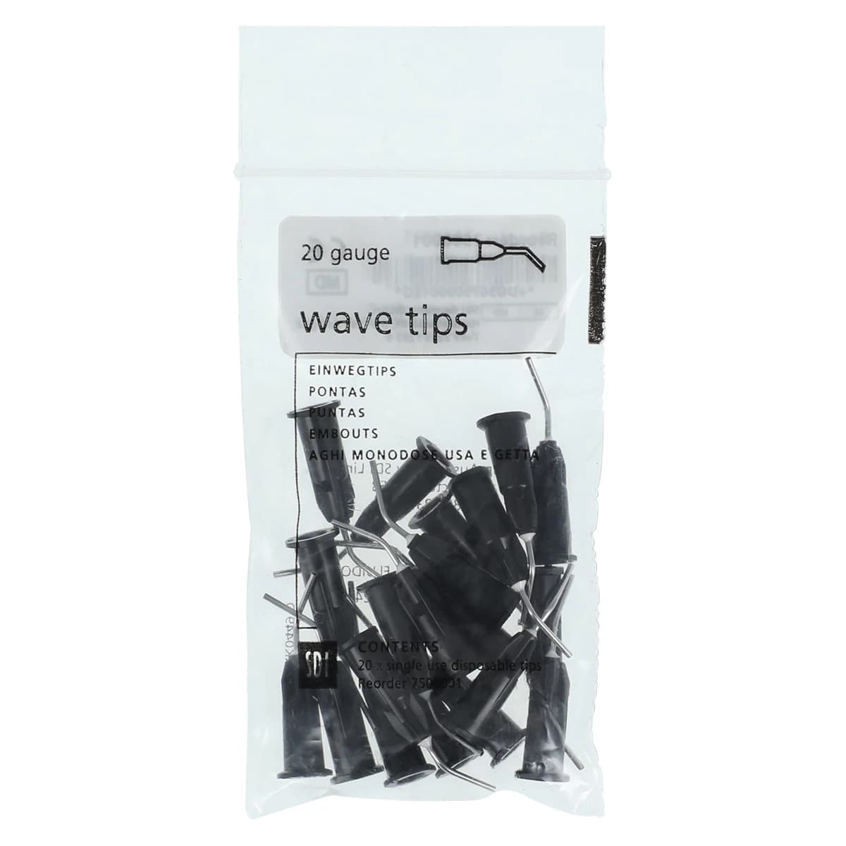 Wave Disposable Syringe Tips, 20 Gauge, Black, 20/Pkg, 7500001 thumbnail 3