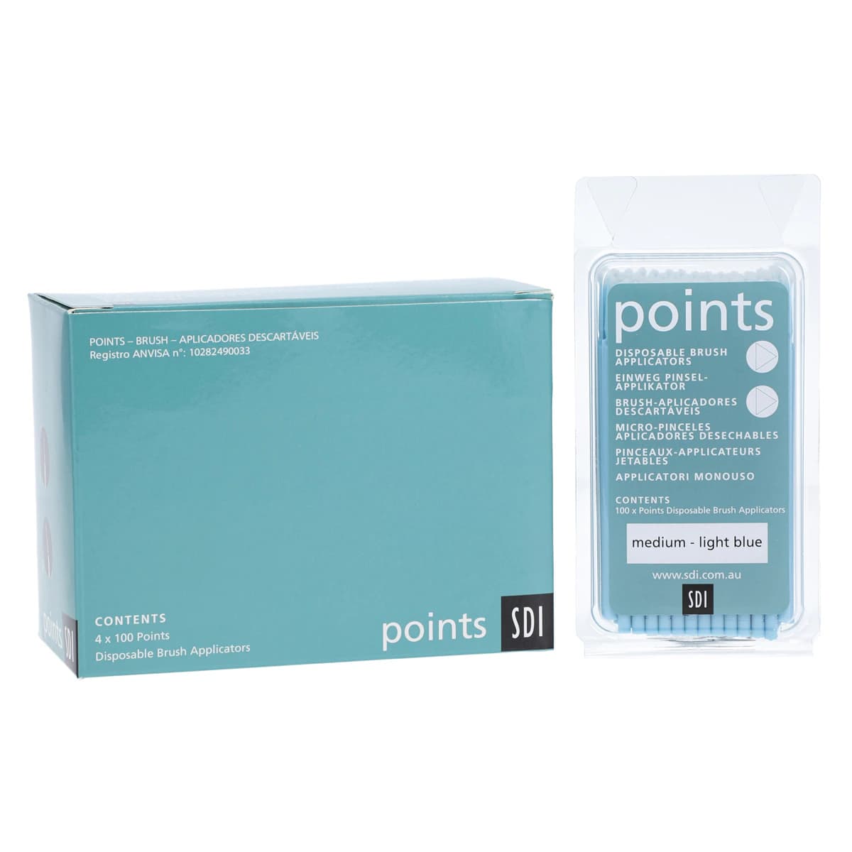 Points Disposable Brush Applicators, Medium, Light Blue, 400/Pk, 8100119 - Points Disposable Brush Applicators, Medium, Light Blue, 400/Pk - Image 1