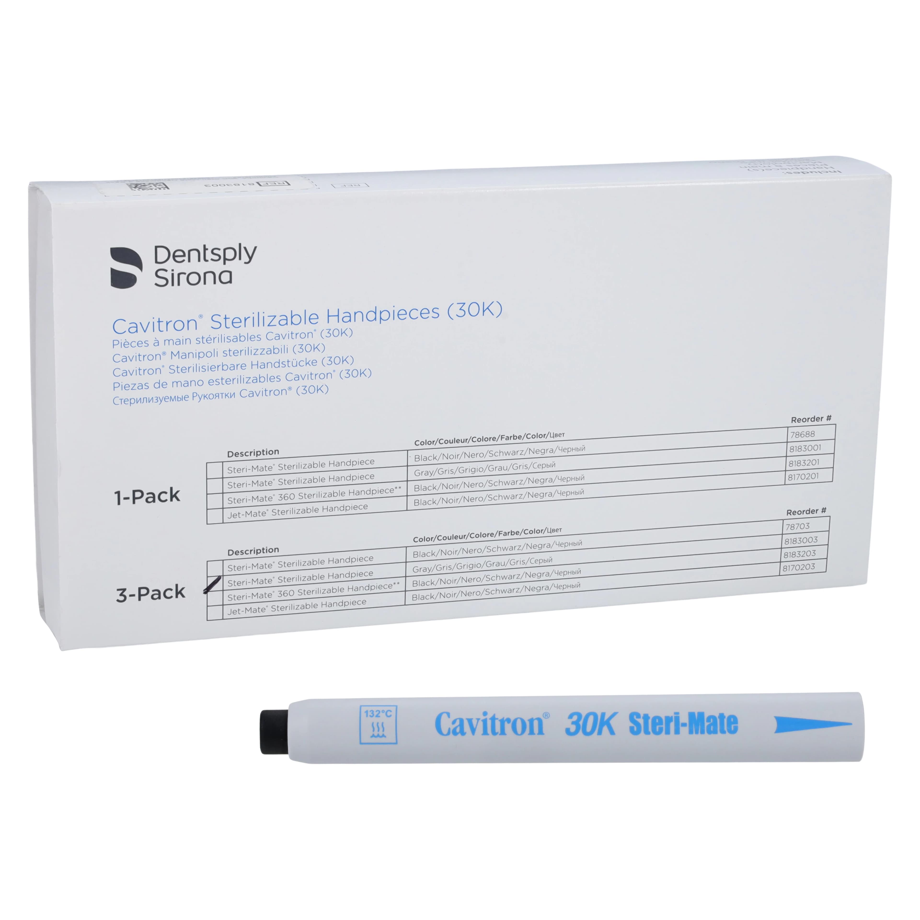 Cavitron Steri-Mate Detachable Sterilizable Ultrasonic Scaler Handpiece, Gray, 30K, 3/Pkg, 8183003 - Cavitron Plus Ultrasonic Scaler, Steri-Mate Handpiece, 3/Pkg, Gray, 8183003 - Image 1