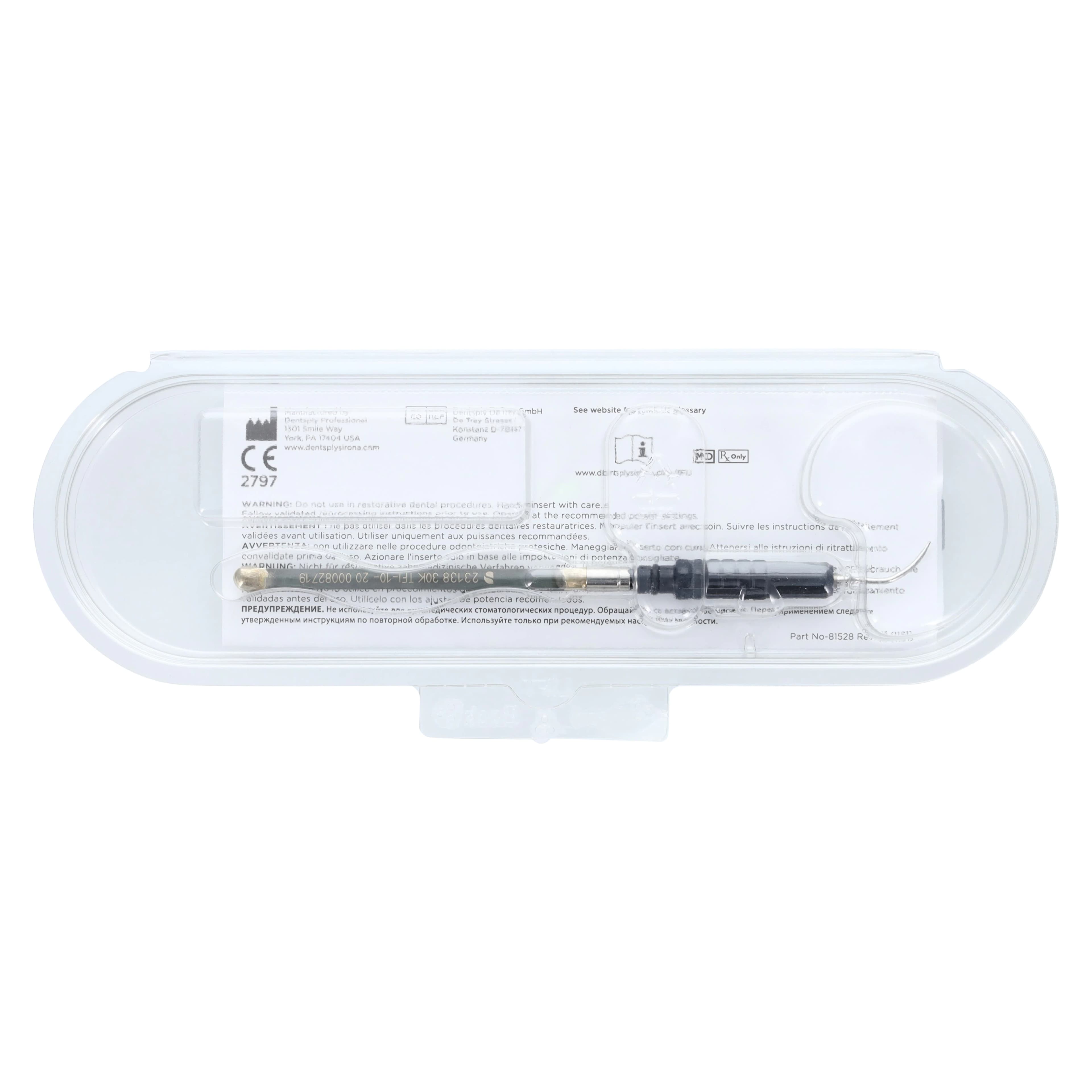 Dentsply Sirona Cavitron Thru Flow Ultrasonic Insert, TFI-10, Straight, 30K, Black Grip, 1/Pk, 6374106 - Cavitron Ultrasonic Insert, TFI-10, Thu Flow, BeaverTail, Thin, Black, 30K, 1/Pk, 6374106 - Image 1