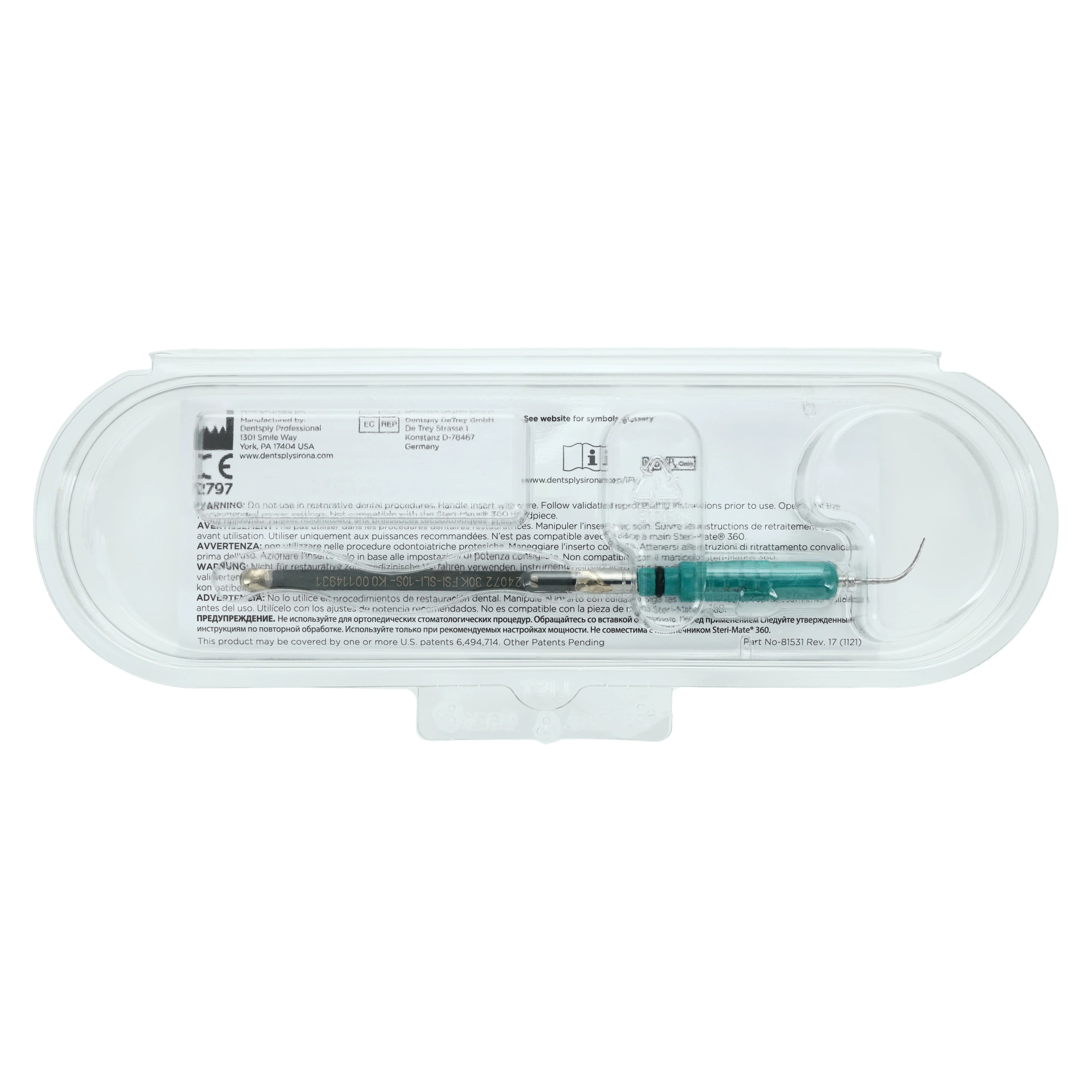 Cavitron FSI SlimLINE-10S Focused Spray Ultrasonic Insert, 30K, Straight, Dark Green, FSI-SLI 10S, 80395, 1/Pk thumbnail 6