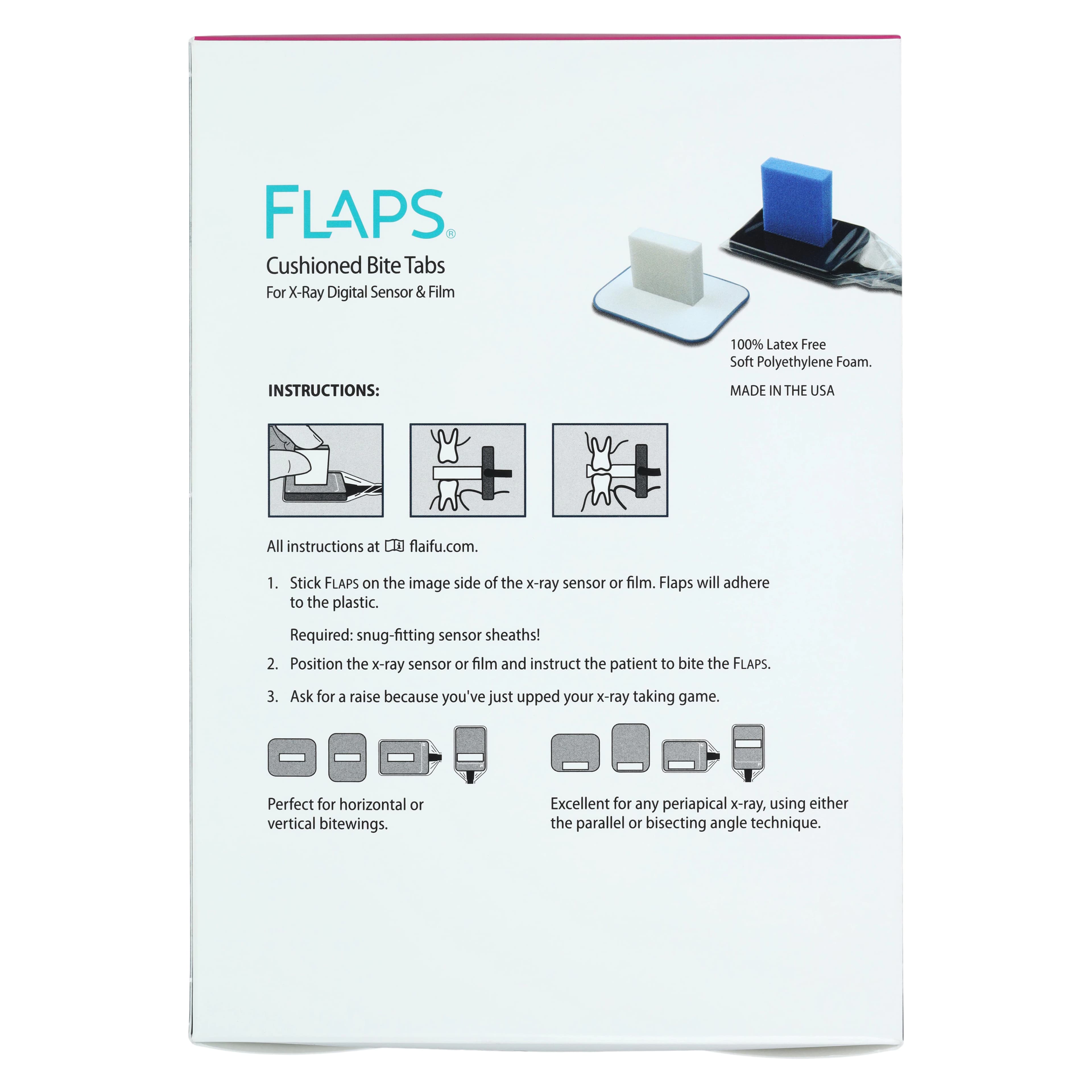 Microcopy Sensor Flaps, Long, Blue, Cushioned Bite Tabs for Film & Digital Sensors, 375/Box, FLS thumbnail 4