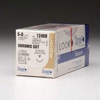 Look Chromic Gut Absorbable Suture, 4-0, 18" (45 cm), C-17 Reverse Cutting Needle, 3/8 Circle, 12 mm, Undyed, 12/Box, 546B thumbnail 2