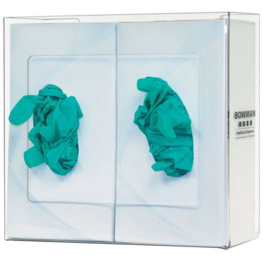 Patterson® Glove Dispenser, Clear Plastic, Double (2-Box), 10-1/2" W x 10" H x 3-3/4" D, Spring-Loaded, Wall Mountable/Countertop thumbnail 2