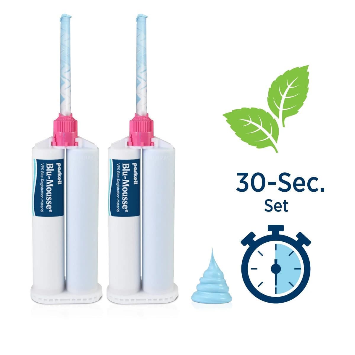 Blu-Mousse VPS Bite Registration Material, Super-Fast, Peppermint, 50ml Split Cartridges, 2/Pk, S448S - Blu-Mousse® VPS Bite Registration Super-Fast Peppermint 50ml Split Cartridge Pack of 2 - Image 1