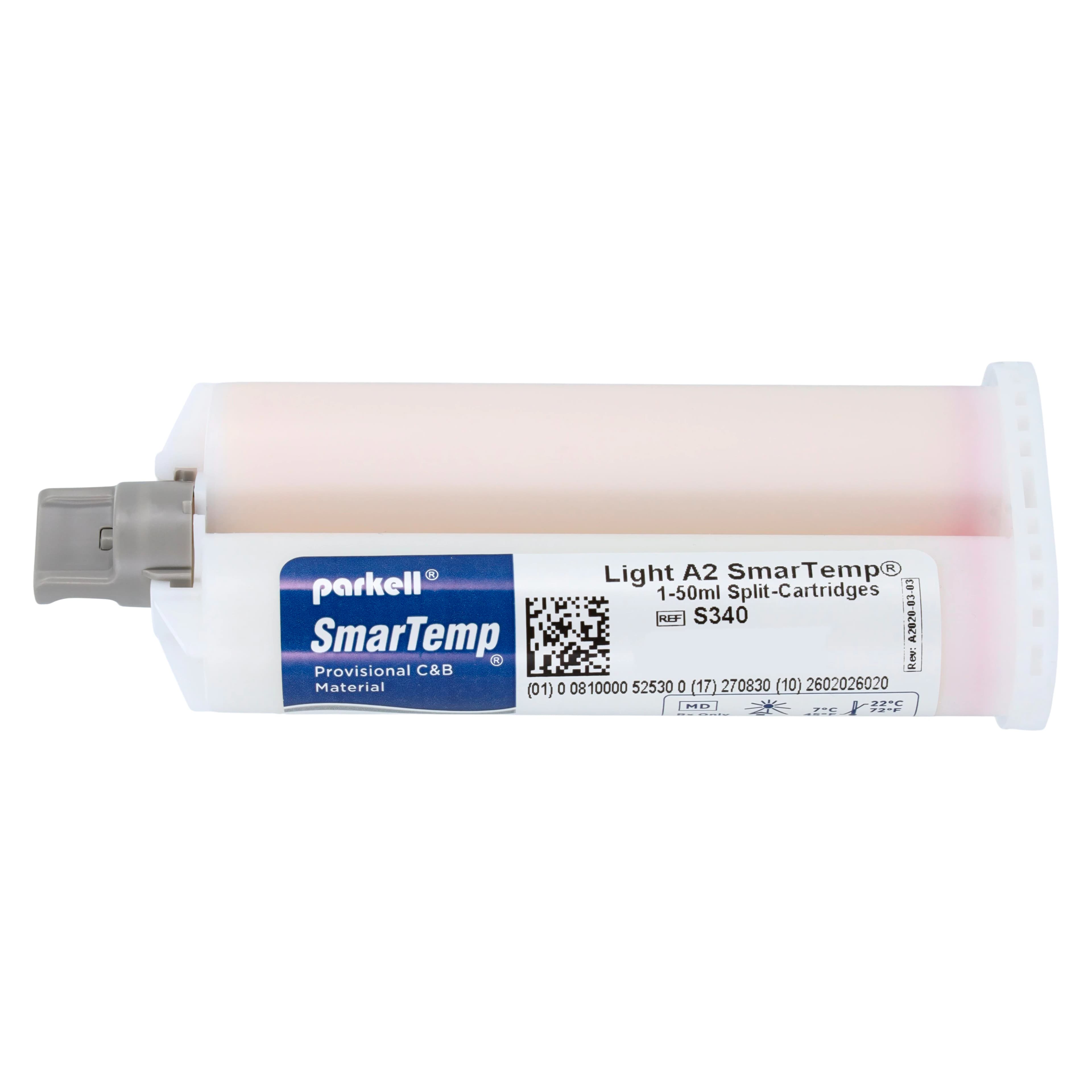 SmarTemp Provisional Crown & Bridge Resin, Light A2, 50 ml Split Cartridge with 10 Mixing Tips, S340 thumbnail 2