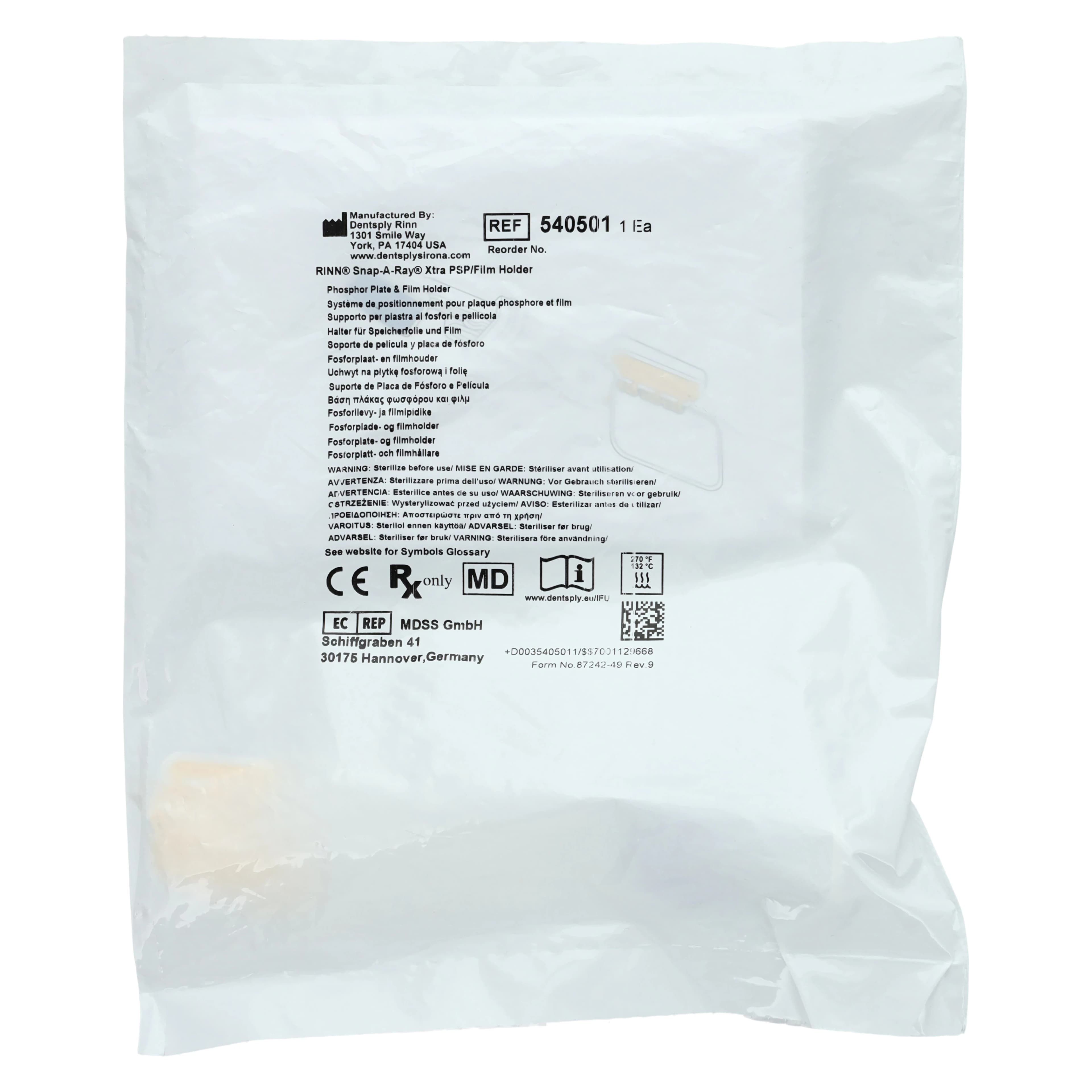 Dentsply Sirona Snap-A-Ray Xtra Film & Phosphor Plate Holder, Anterior/Posterior, Autoclavable, White/Yellow/Blue, 1/Pack, 540501 thumbnail 2
