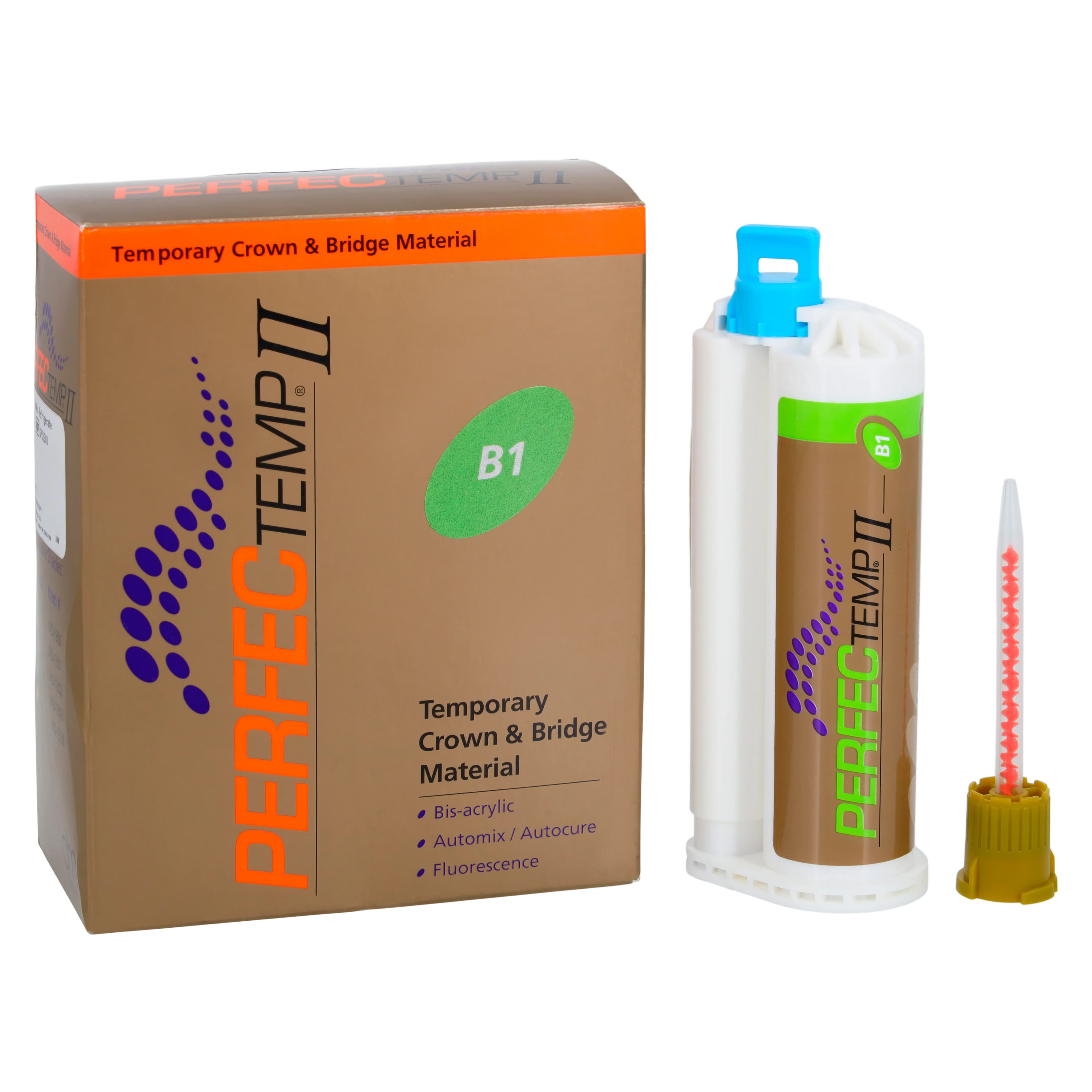 PERFECTemp II B1 Cartridge, Temporary Crown & Bridge Material, 4:1 Self-Cure Bis-Acrylic, 50 mL, SPD1303 - PERFECTemp II Cartridge 50 mL B1 - Image 1