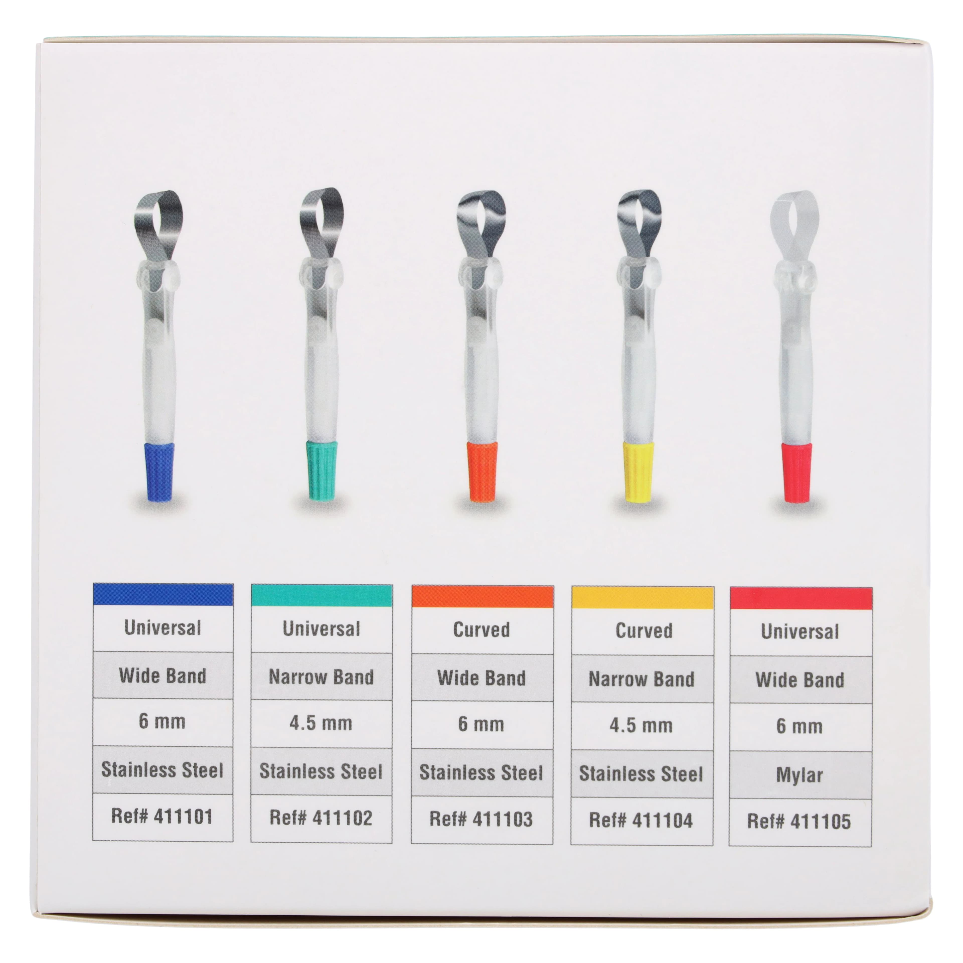 iMatrix Disposable Matrix Bands, 4.5mm Narrow Universal Shape, Stainless Steel, Teal, 50/Box, 411102 thumbnail 5