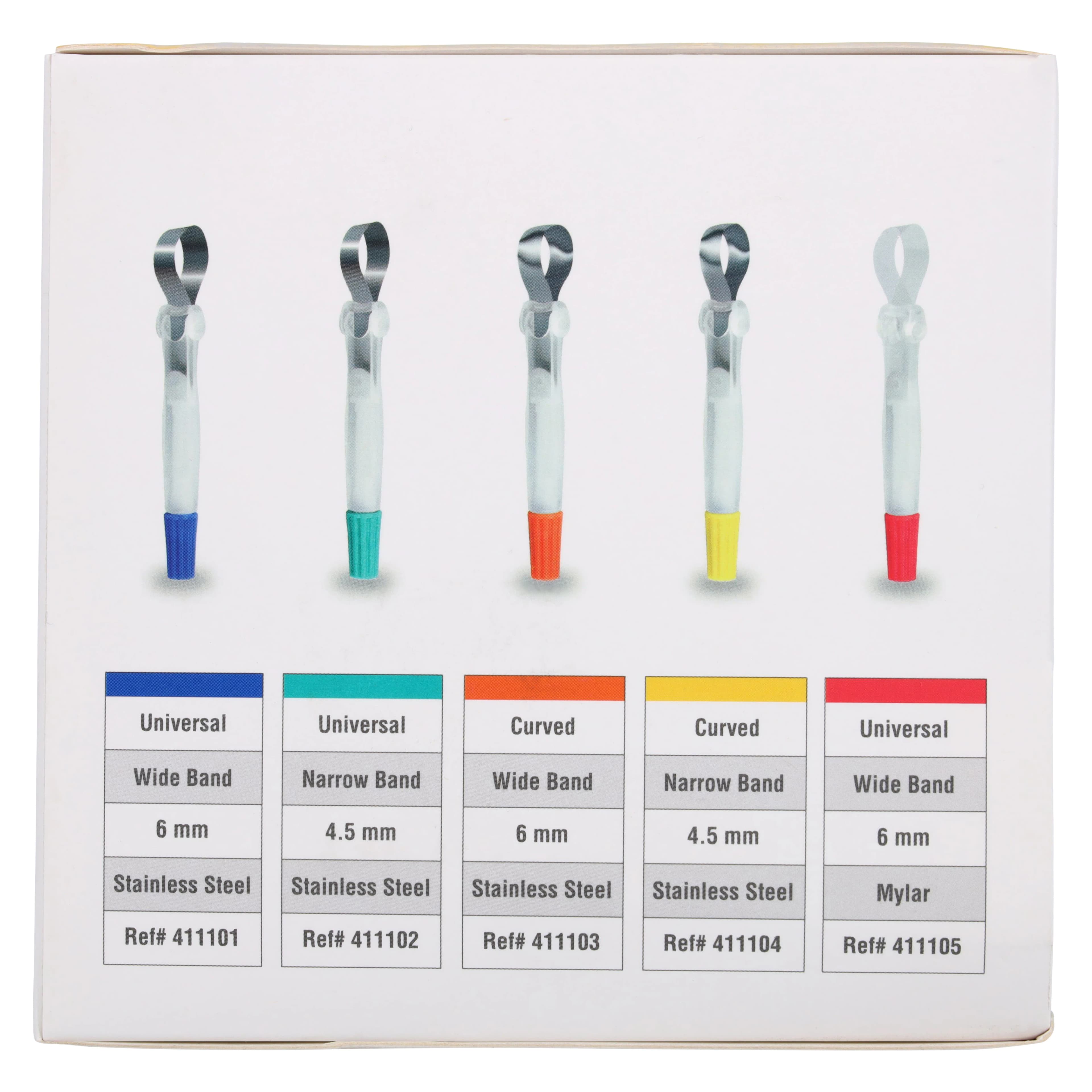 iMatrix Disposable Matrix Bands, 4.5mm Narrow Curved Shape, Stainless Steel, Yellow, 50/Box, 411104 thumbnail 5