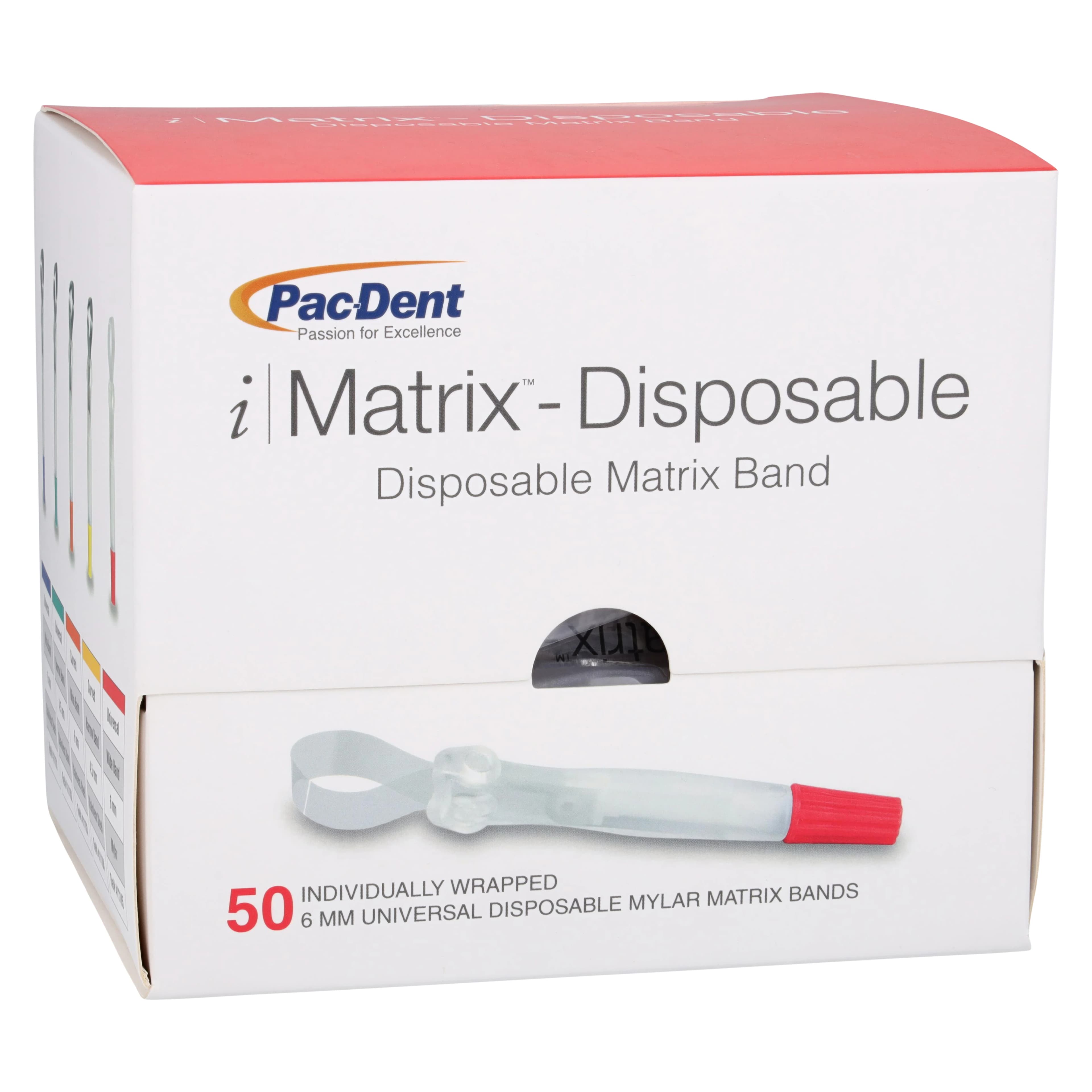 iMatrix Disposable Matrix Bands, 6 mm Wide Universal Shape, Mylar, Red, 50/Box, 411105 - iMatrix Disposable Matrix bands, 6 mm wide Mylar, Red 50/box - Image 1
