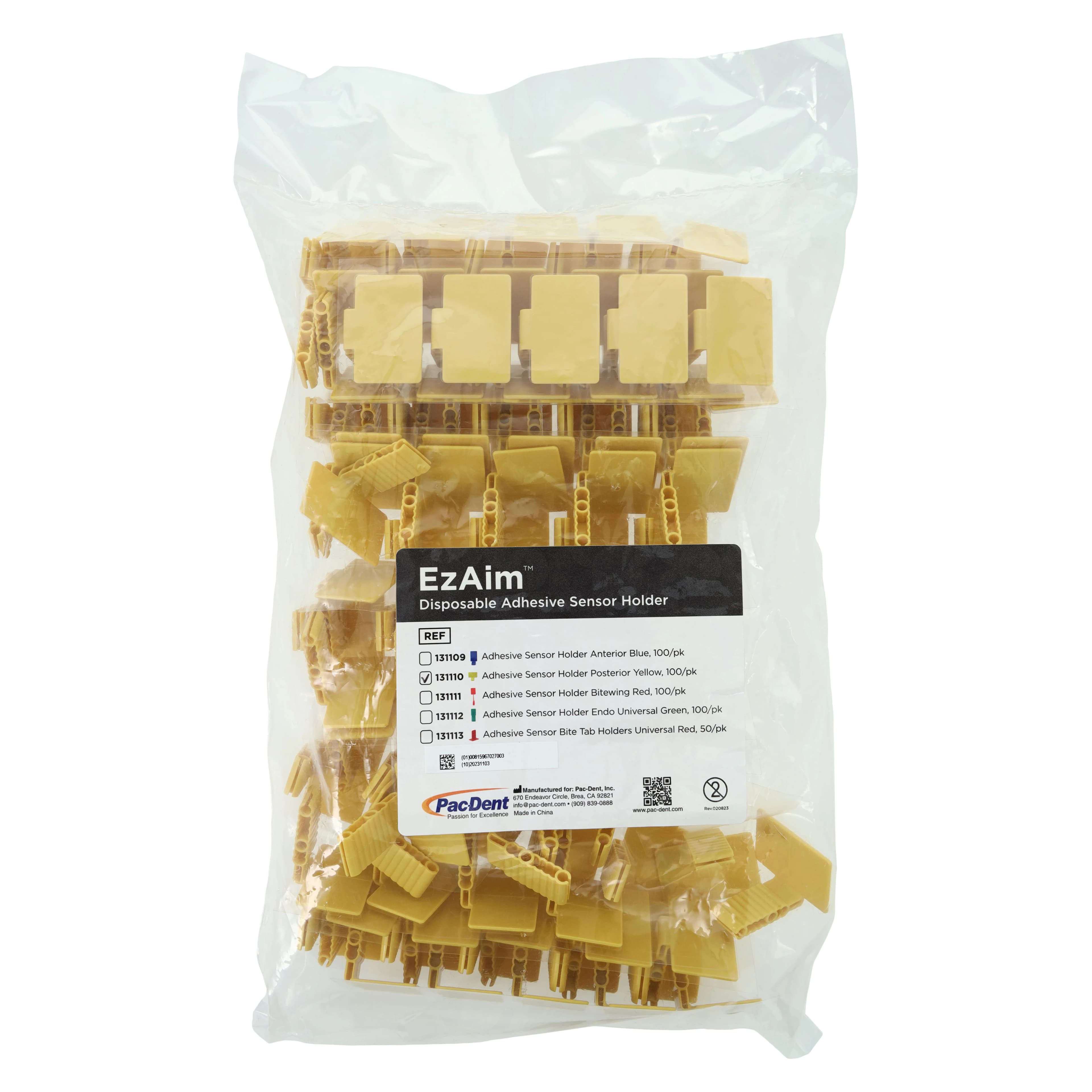 EzAim Disposable Adhesive Sensor Holder, Posterior, Yellow, 100/Pk, 131110 - Yellow Disposable Adhesive Sensor Holder Posterior Pack of 100 - Image 1