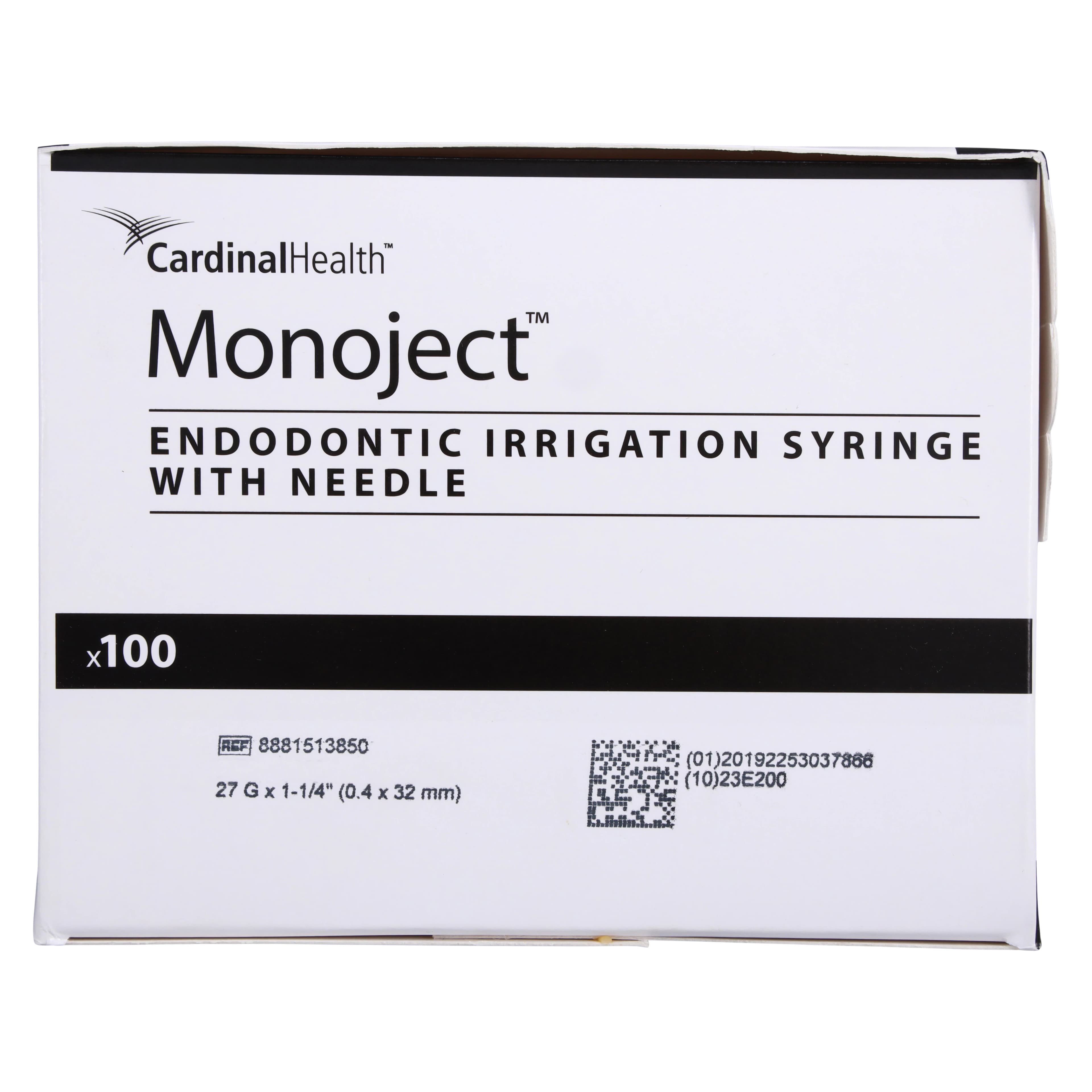 Monoject 513ED Endodontic Irrigating Syringe with Needle, 3 cc, 27 Ga x 1-1/4", Yellow Hub, Luer Lock, Sterile, 100/Box, 8881513850 thumbnail 3