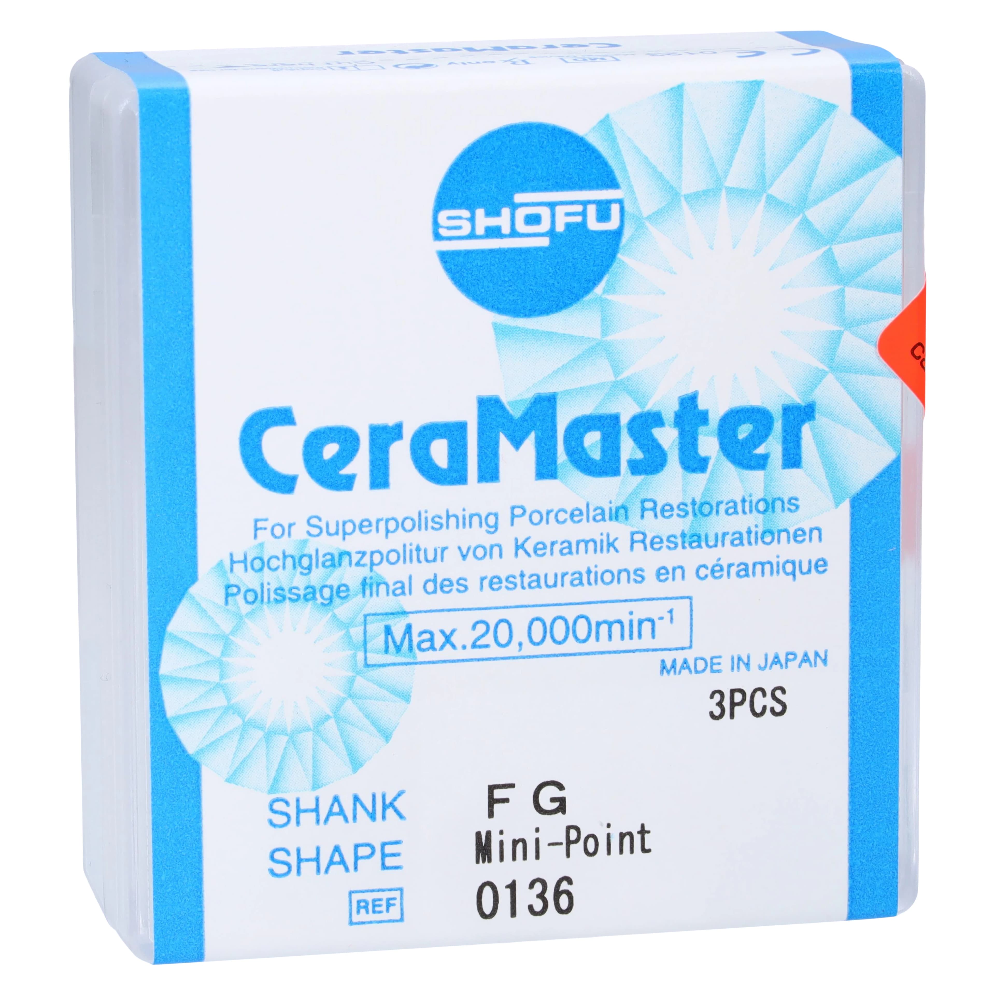 Shofu CeraMaster FG Mini-Point Diamond Polisher, Regular Grit, ISO #030, 3/Pk - Ceramaster FG Mini Points (3) - Image 1