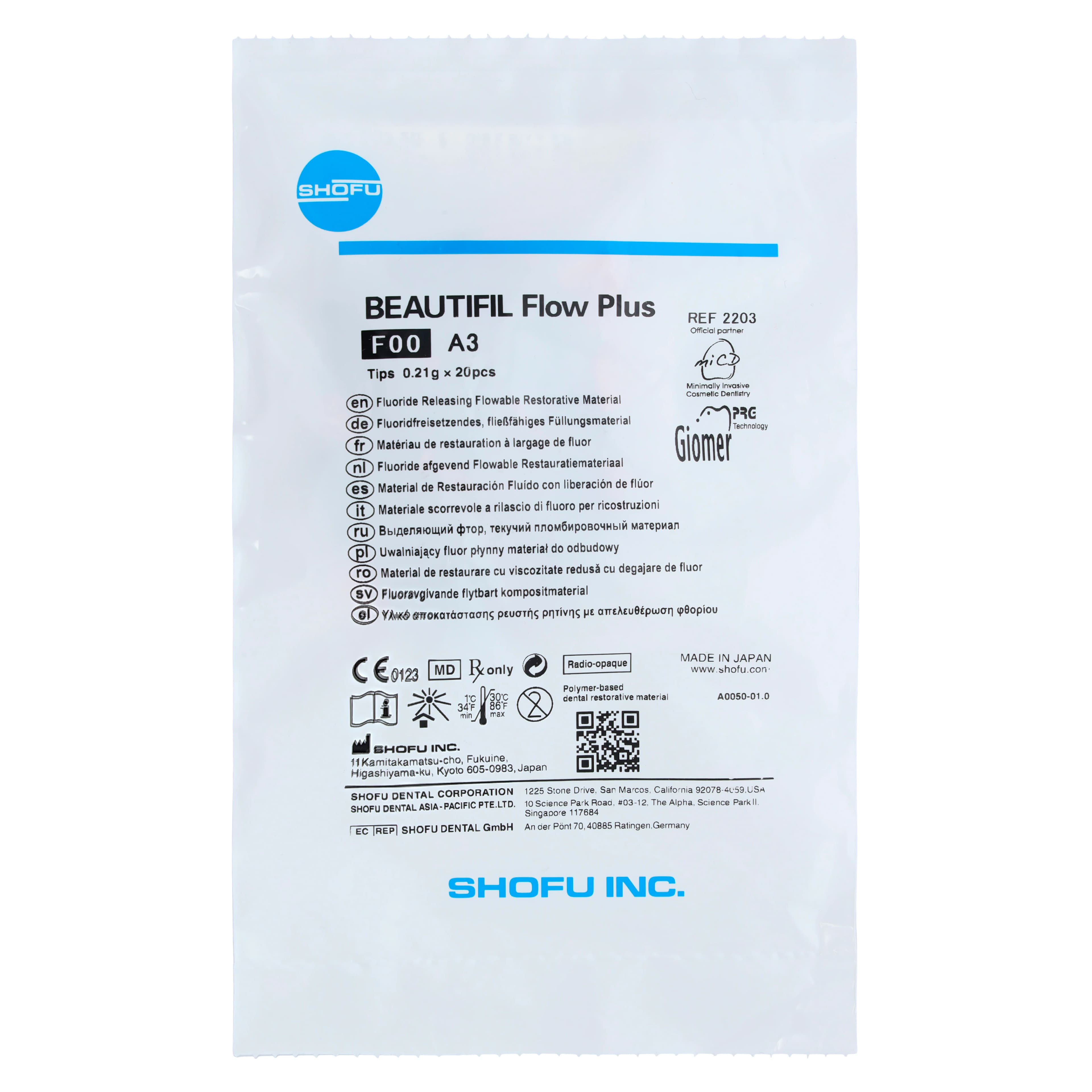 Beautifil Flow Plus F00 Zero Flow Hybrid Composite, Light-Cure, A3, 0.21 g Tips Refill, 20/Pk, 2203 thumbnail 2