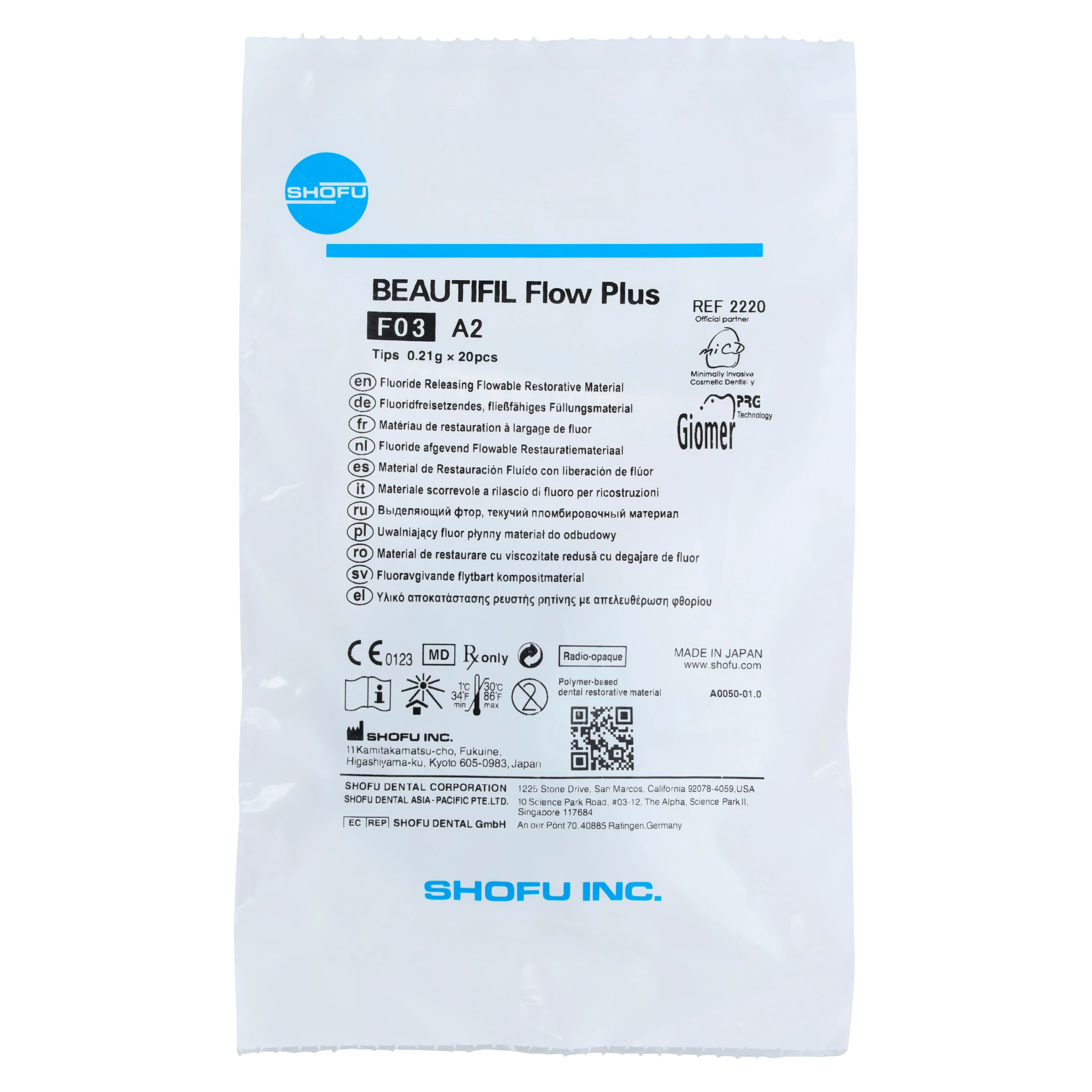 Beautifil Flow Plus F03 Low Flow Hybrid Composite, Light-Cure, Tips Refill, 0.21 g, A2, 20/Pk, 2220 thumbnail 2