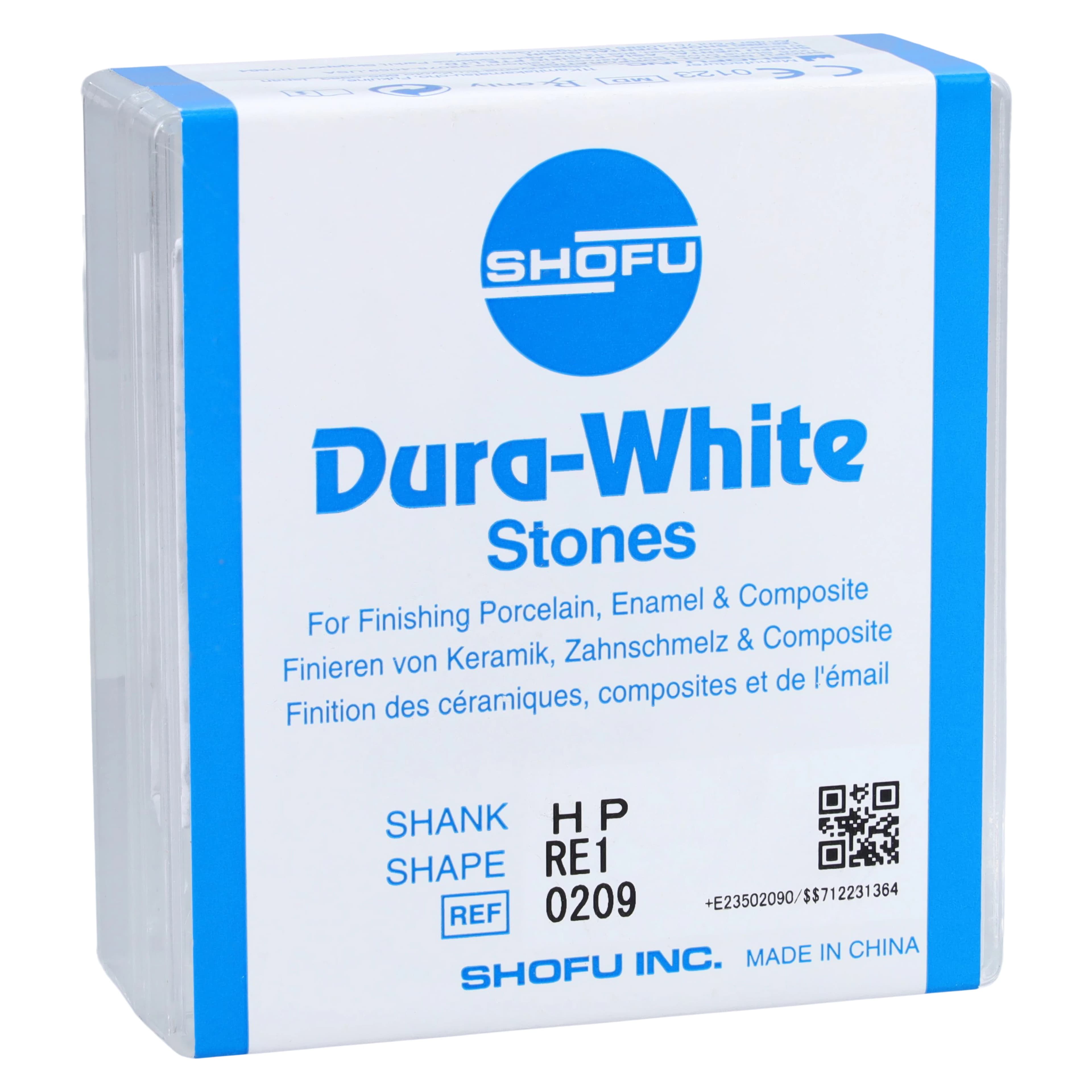 Shofu Dura-White Stones, HP (Straight Handpiece), RE1 Round Edge, White, 12/Pk, 0209 - Dura-White Stones - HP - RE1 - Image 1