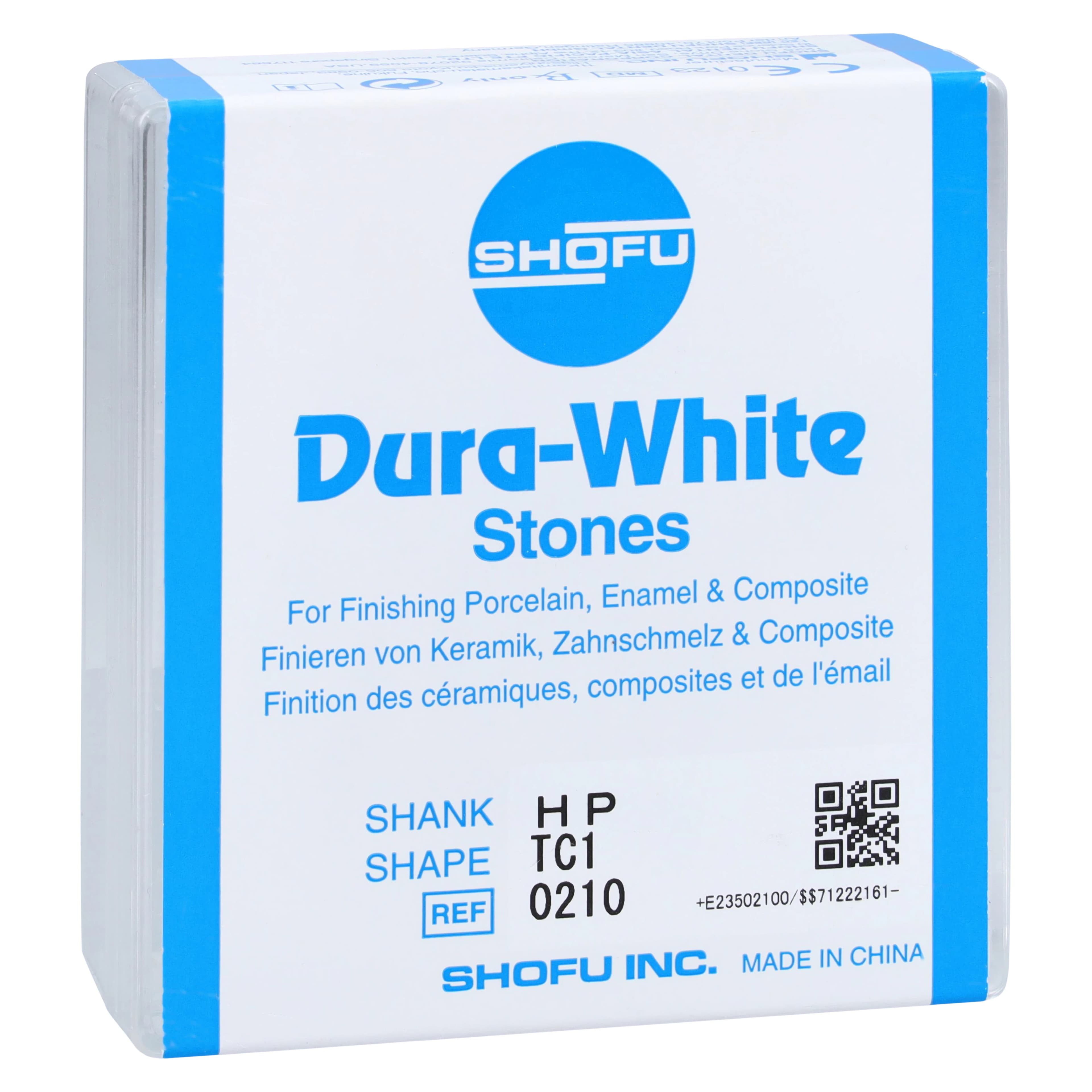 Shofu Dura-White Stones, HP (Straight Handpiece), Shape TC1, Tapered Cone, White, ISO #020, 12/Pk - Dura-White Stones - HP - TC1 - Image 1