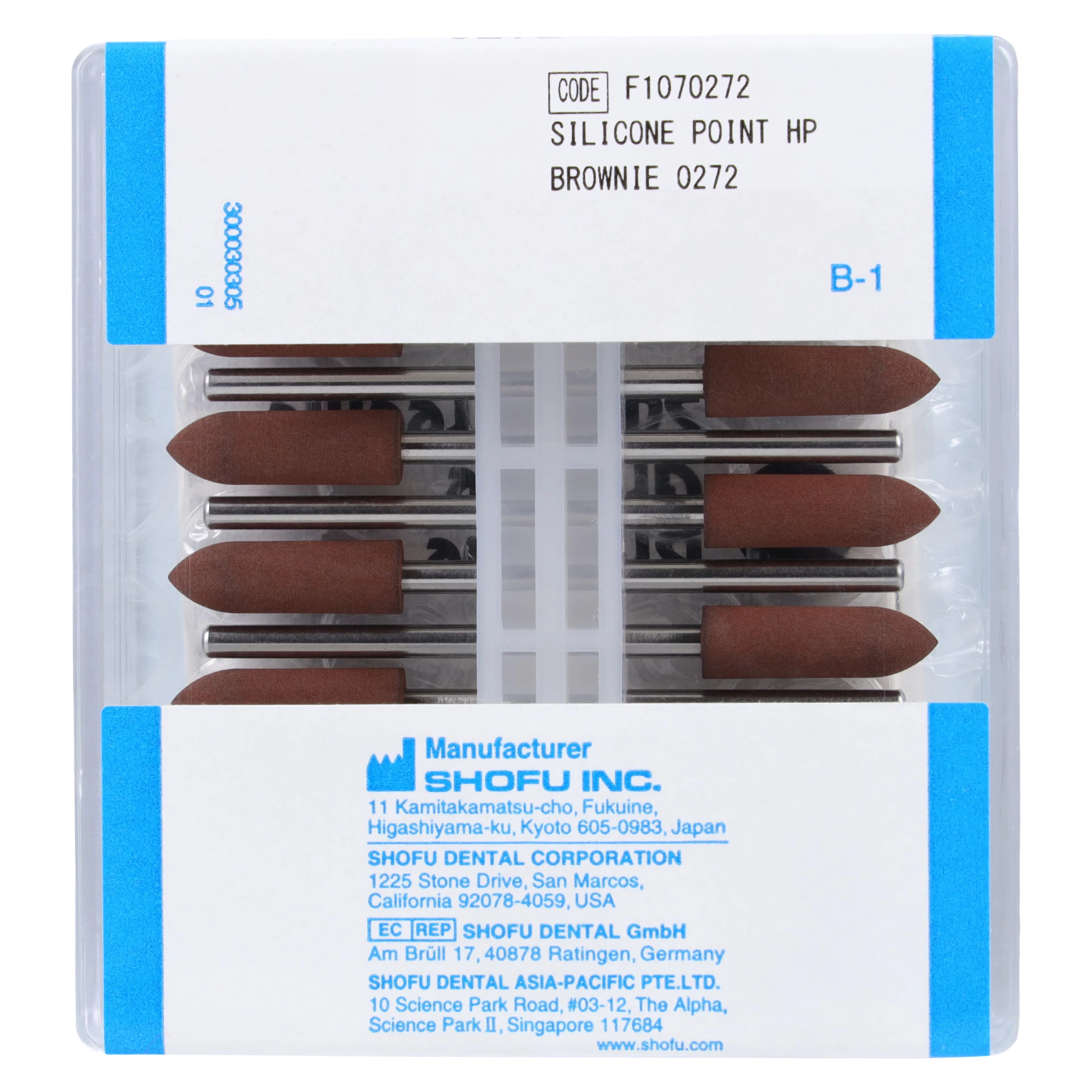 Shofu Brownie Polishers, HP Shank, PC2 Pointed Cylinder, #0272, Brown, 12/Pk thumbnail 2