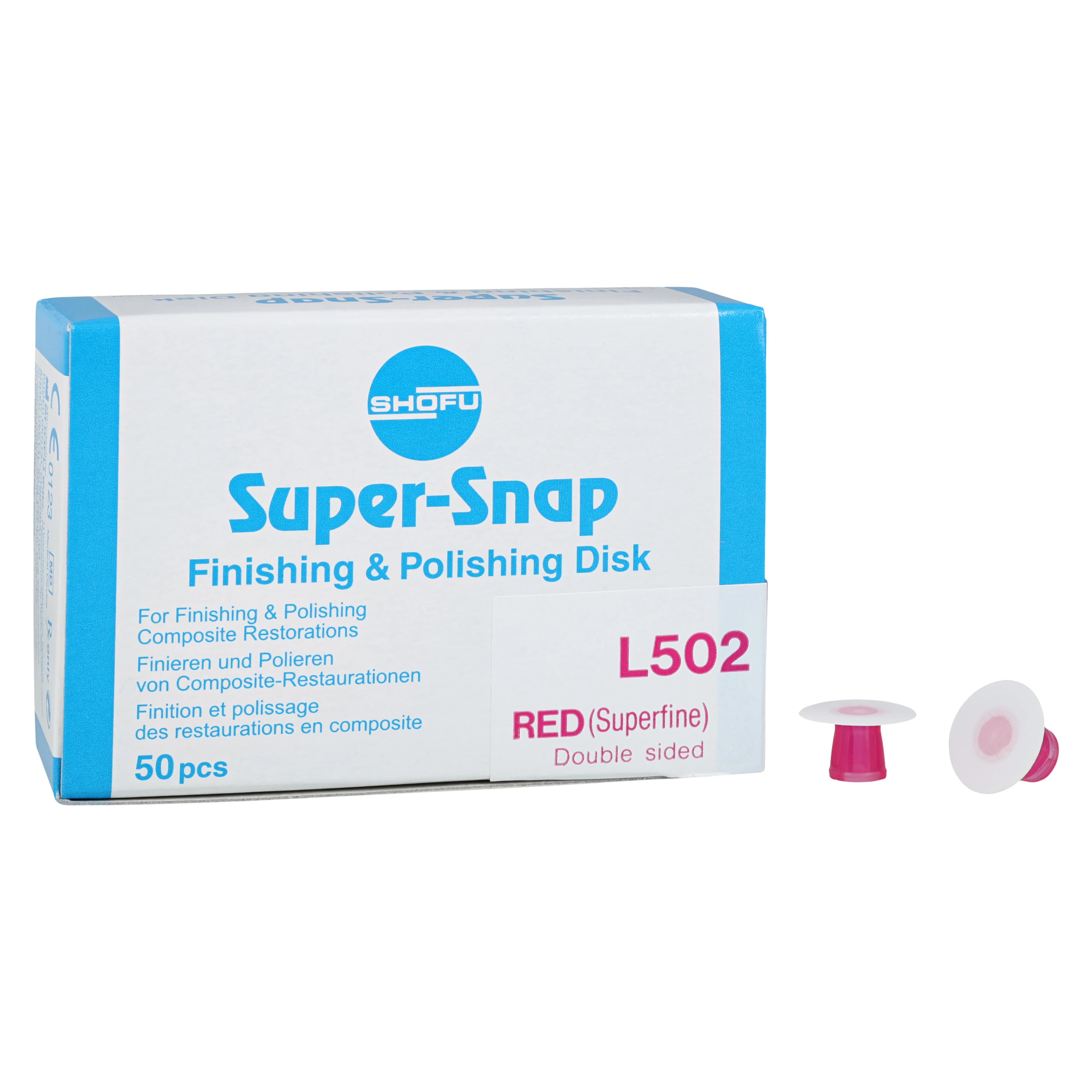 Super-Snap Super-Polishing Replacement Disks, Red, Super Fine, Double-Sided, Standard 12 mm, 50/Pk, L502 thumbnail 2