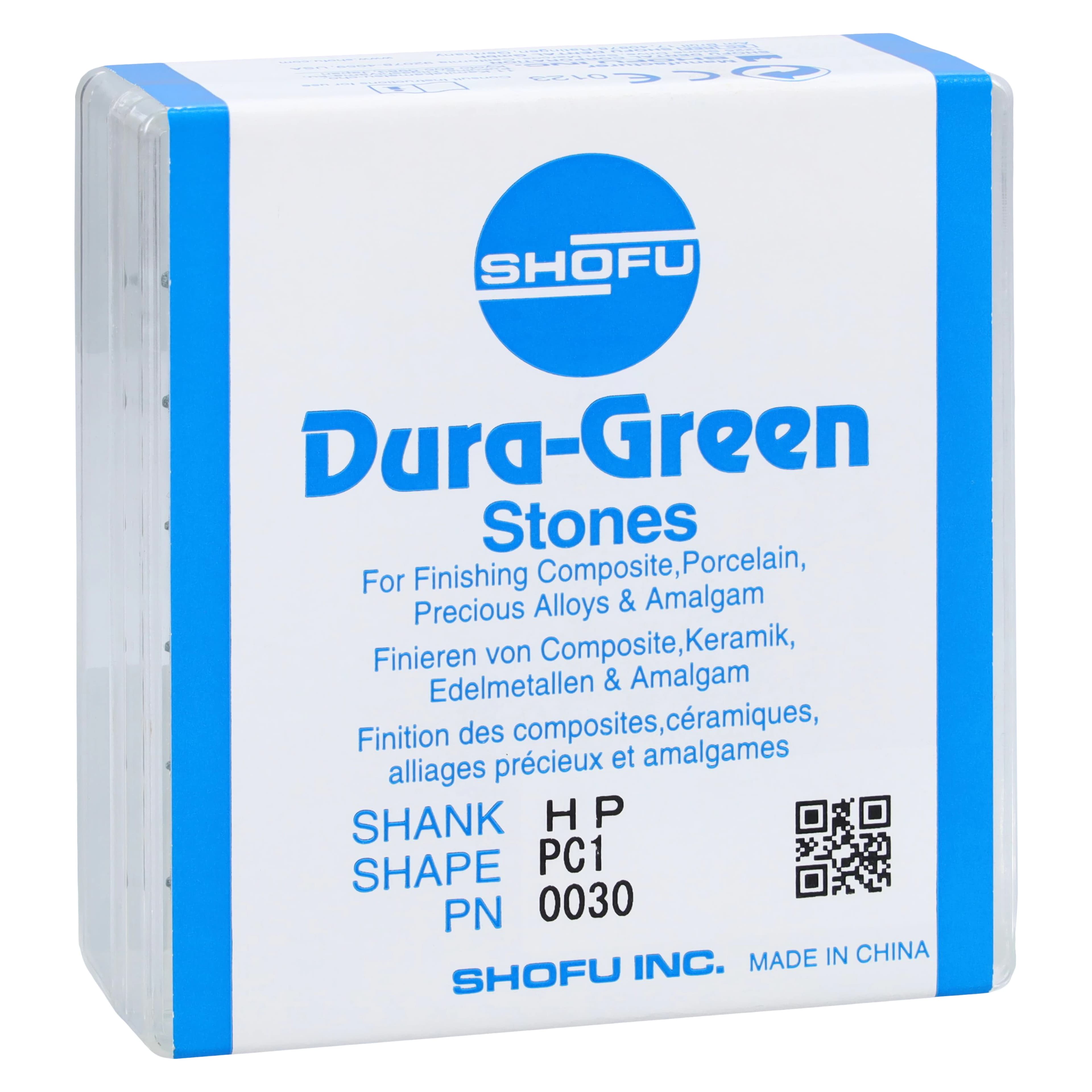Shofu Dura-Green Stones, HP, Pointed Cylinder PC1, ISO #030, Green, 12/Pk, 0030 - Dura-Green Stones - HP - PC1 - Image 1