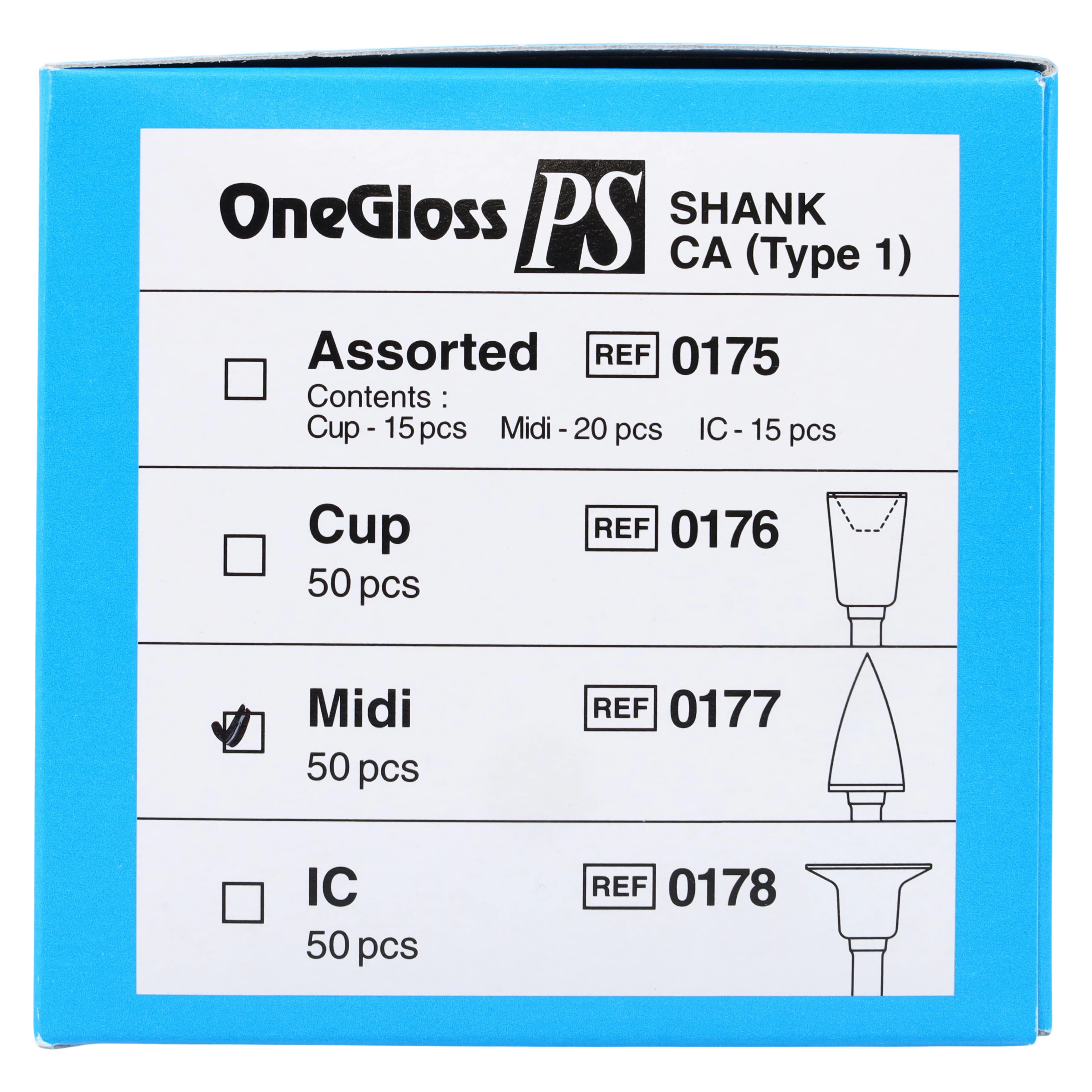 OneGloss PS Aluminum Oxide Composite Finishing & Polishing Midi-Point, CA (RA) Plastic Shank, Refill, 50/Box, 0177 thumbnail 5