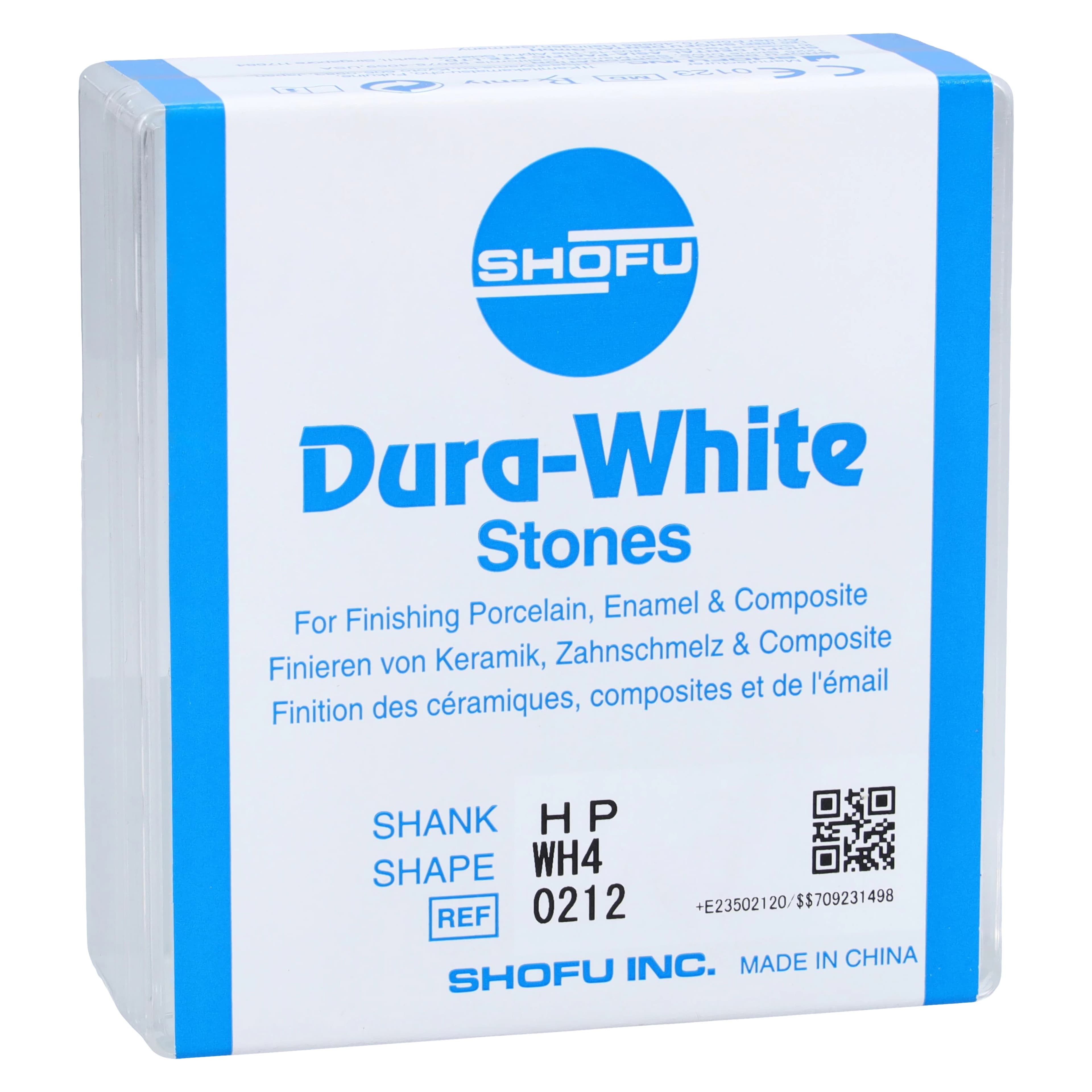 Shofu Dura-White Mounted Finishing Stones, HP (Straight Handpiece), Wheel Shape WH4, White, 12/Pk, 0212 - Dura-White Stones - HP - WH4 - Image 1
