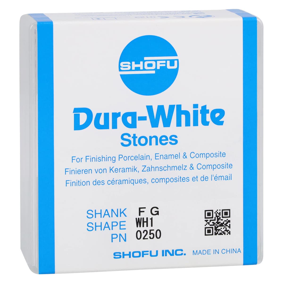 Shofu Dura-White Stones, FG (Friction Grip), Shape WH1, White Aluminum Oxide, 12/Pk, 0250 - Dura-White Stones - FG - WH1 - Image 1