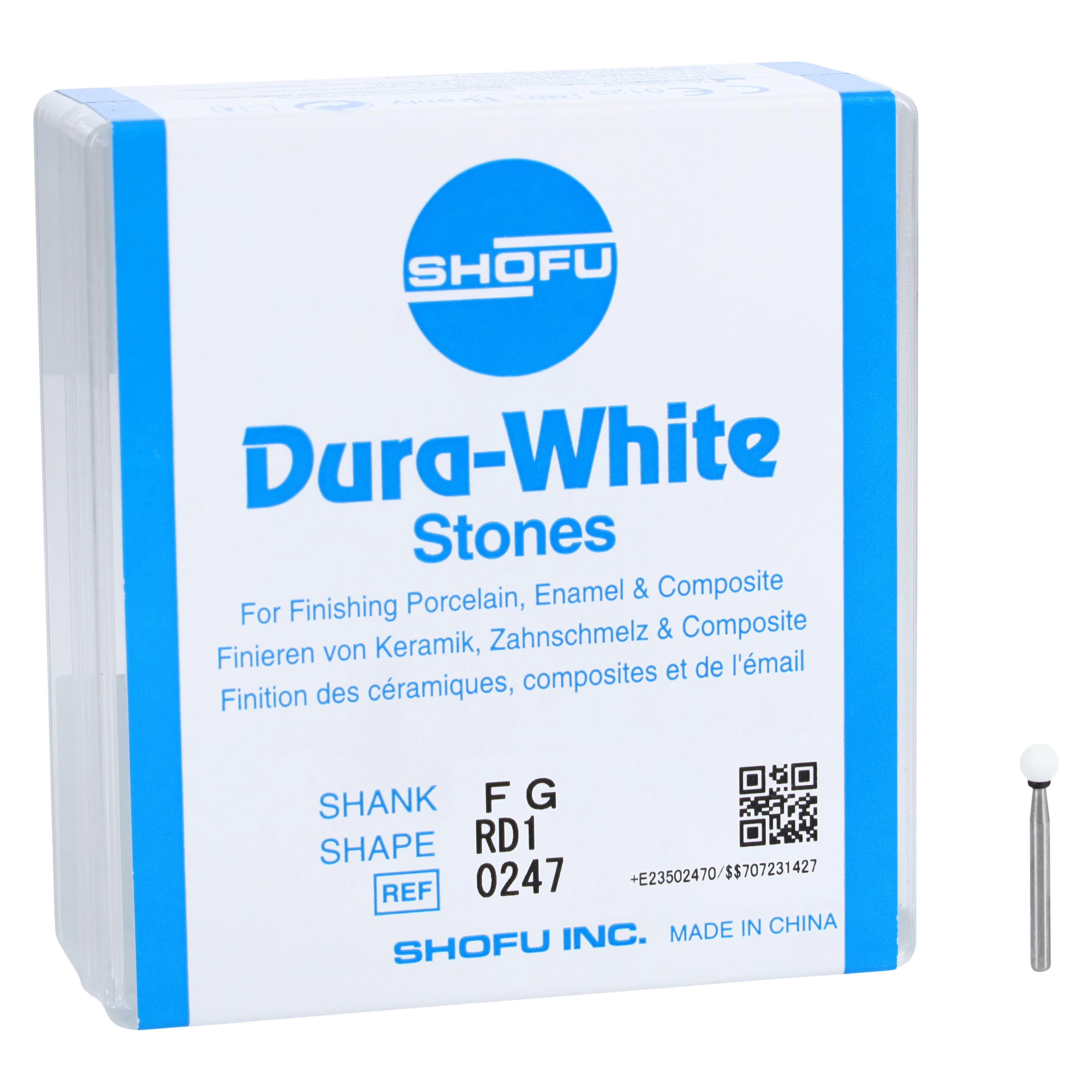 Shofu Dura-White Stones, FG, Round RD1, #030 (ISO 030), White, 12/Pk, 0247 - Dura-White Stones, FG, Round, # 030 (RD1), White, 12/Pk, 0247 - Image 1