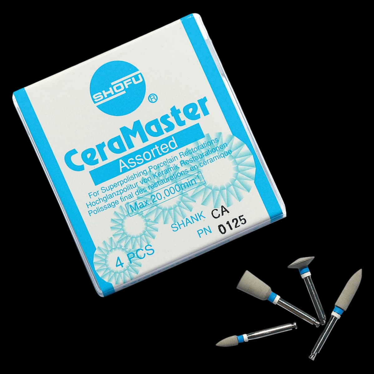 CeraMaster Diamond Polishing System, Assorted Kit, CA Shank, Regular Grit, 4 Shapes, 0125 - CeraMaster Polishing System, Assorted Kit, CA, 0125 - Image 1
