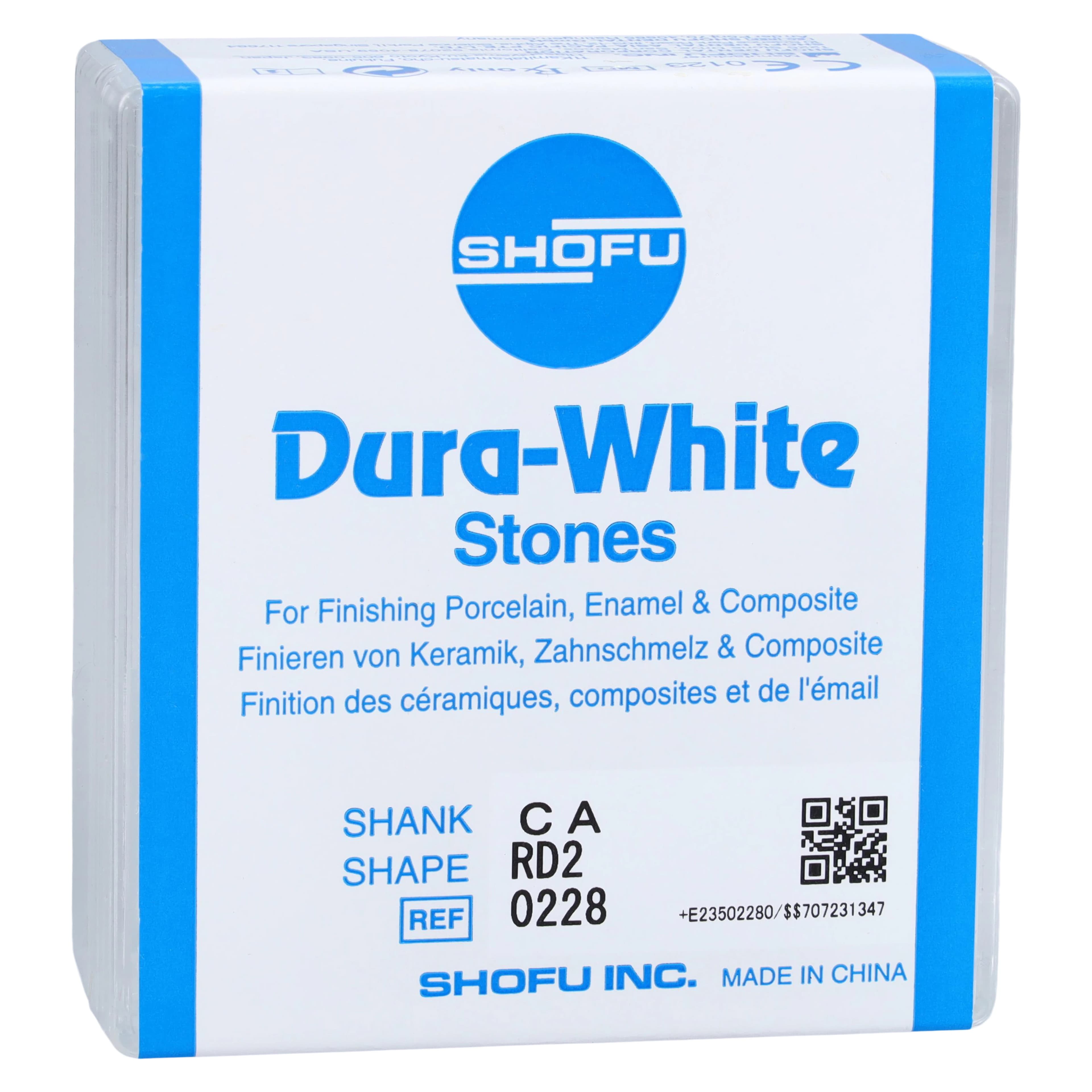 Shofu Dura-White Stones, CA (Contra Angle), Round RD2, White, Aluminum Oxide, 12/Pk, 0228 - Dura-White Stones - CA - RD2 - Image 1