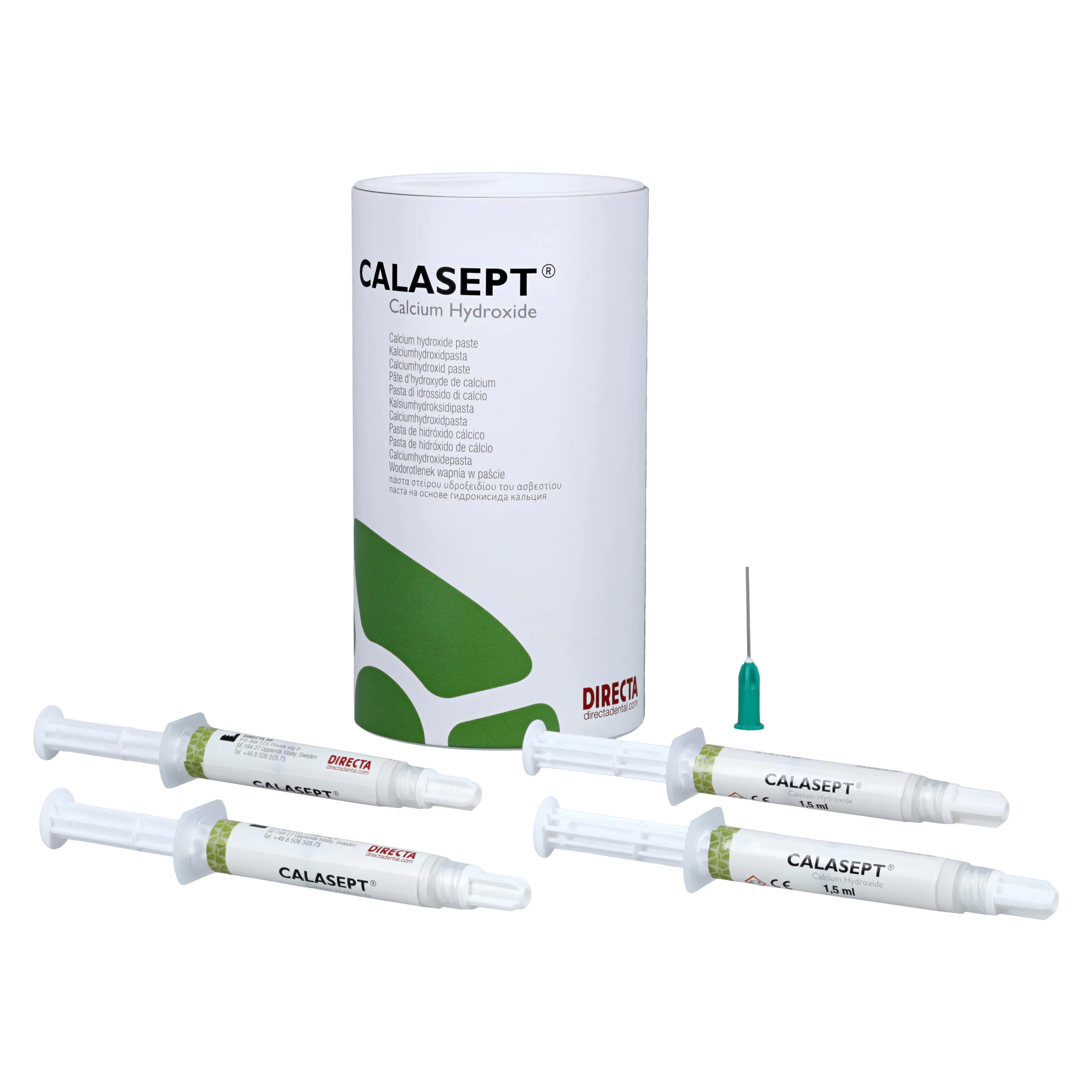 Directa Dental Calasept Calcium Hydroxide Large Kit 4U, 4 x 1.5 mL Syringes + 20 Paste Needles, 1230100 - Directa - CALASEPT LARGE Kit 4U, 1230100 - Image 1