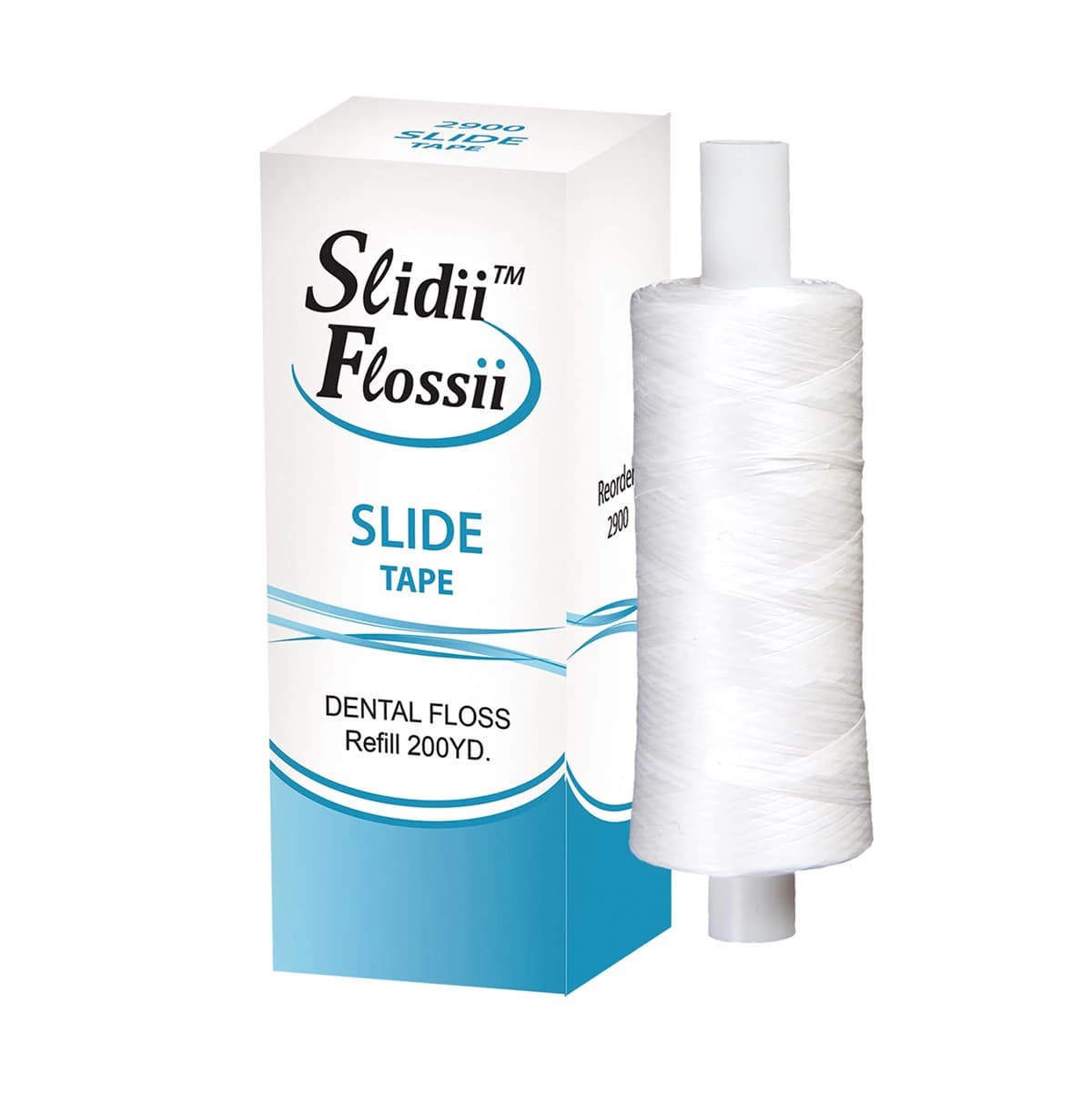 Plasdent Slidii Flossii PTFE Slide Dental Floss Tape Refill, 200 Yards, Unflavored, 1 Roll - PLASDENT SLIDII FLOSSII/ SLIDE TAPE FLOSS REFILL, 200 YARD/ROLL - Image 1