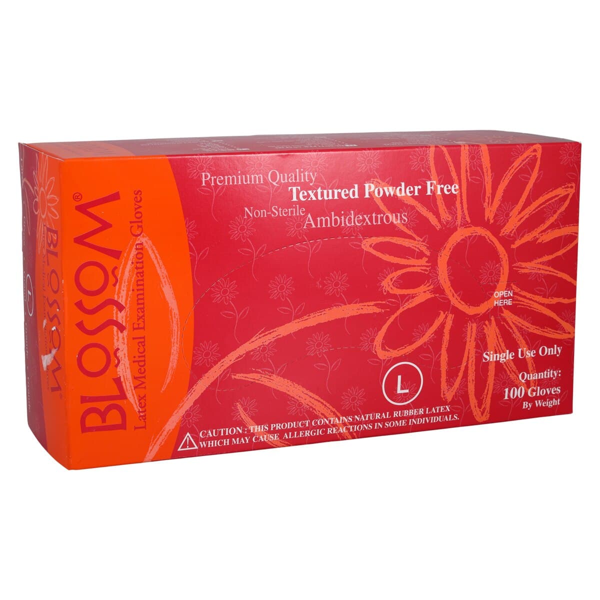 Blossom Latex Exam Gloves, Powder-Free, Textured, Non-Sterile, Large, White, 100/Box, 6228 thumbnail 4