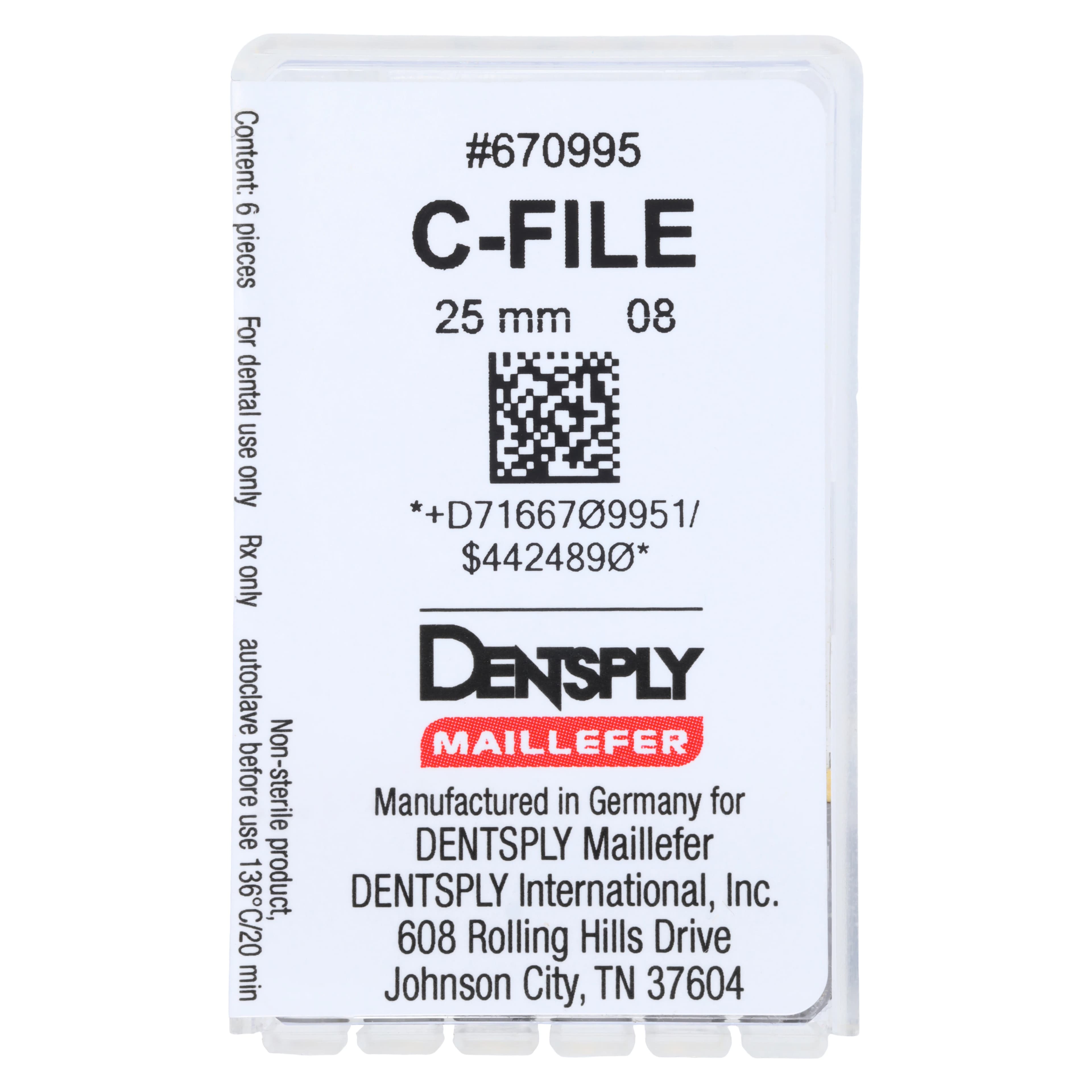 Maillefer Stainless Steel C-Files, Size #08, 25 mm, Gray, 6/Pack, 670995 thumbnail 4