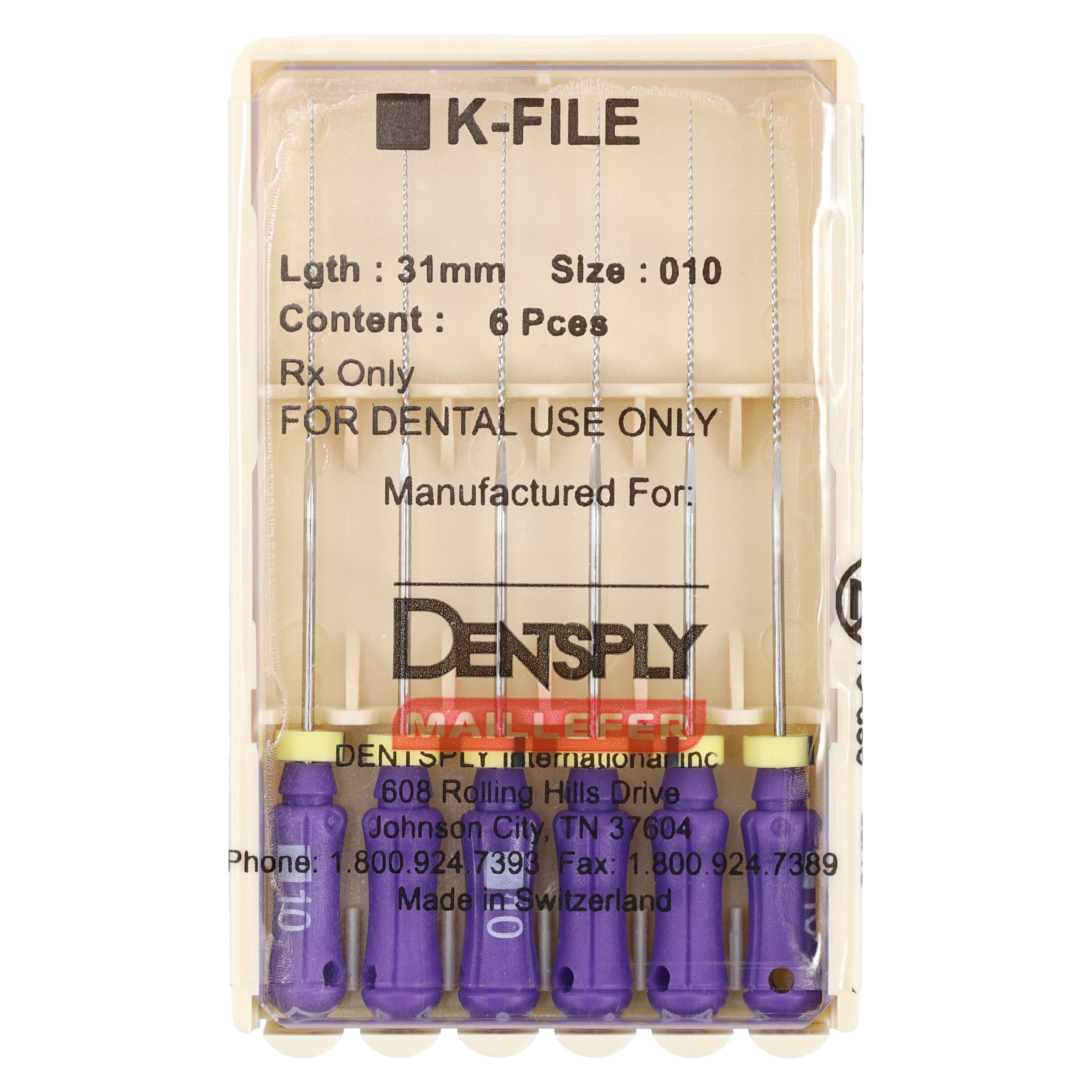 Dentsply Maillefer K-File, Stainless Steel, 31 mm, #10, Purple, 6/Pk, 671161 thumbnail 4