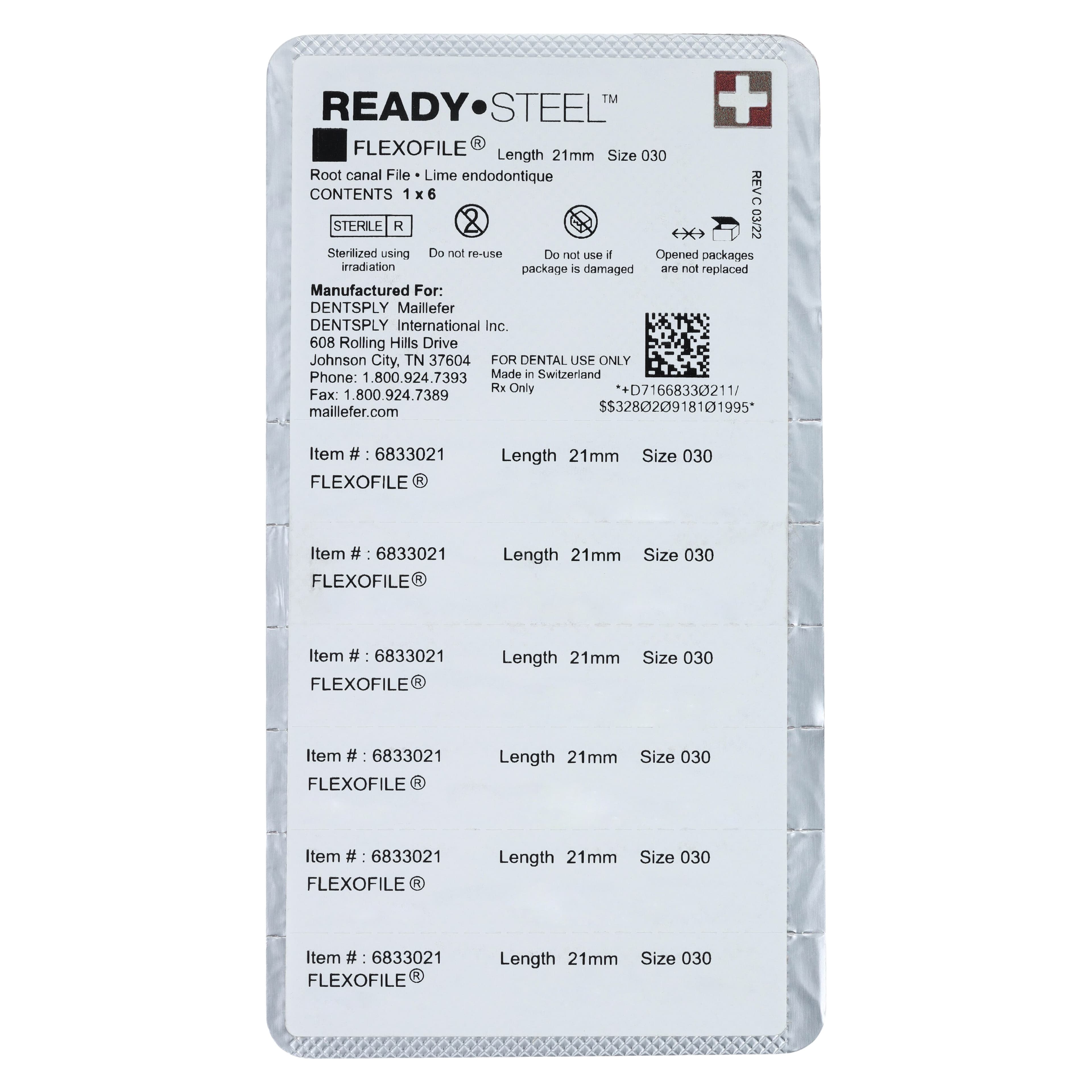 READYSTEEL FlexoFile #30, 21mm, Blue, Sterile, Pack of 6, 6833021 thumbnail 2
