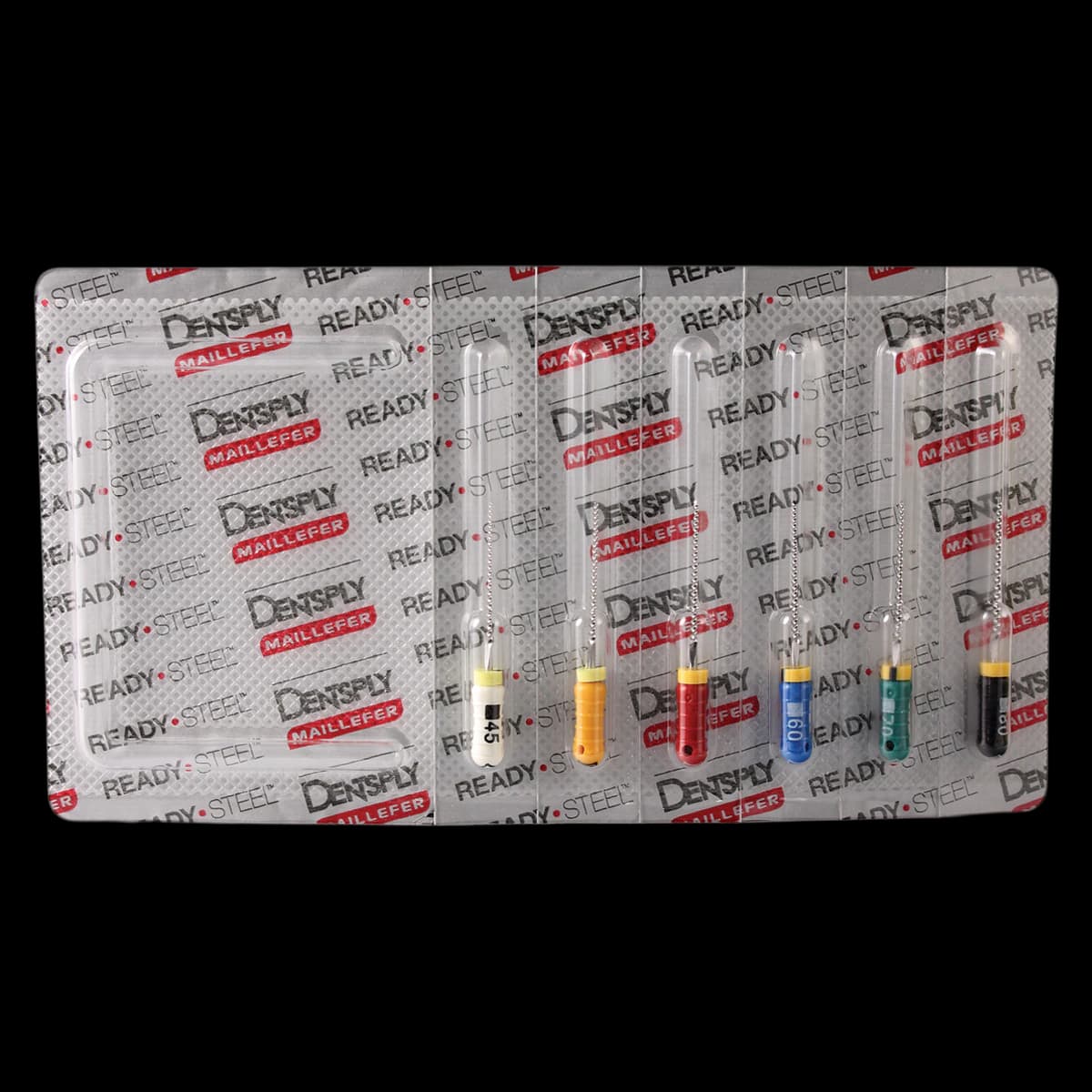 Dentsply Maillefer READYSTEEL FlexoFile Endodontic Hand Files, Assorted #45-80, 21mm, Sterile, 6/Pack, 6833023 - #45-80 Assorted READYSTEEL FlexoFile 21mm Pack of 6 - Image 1