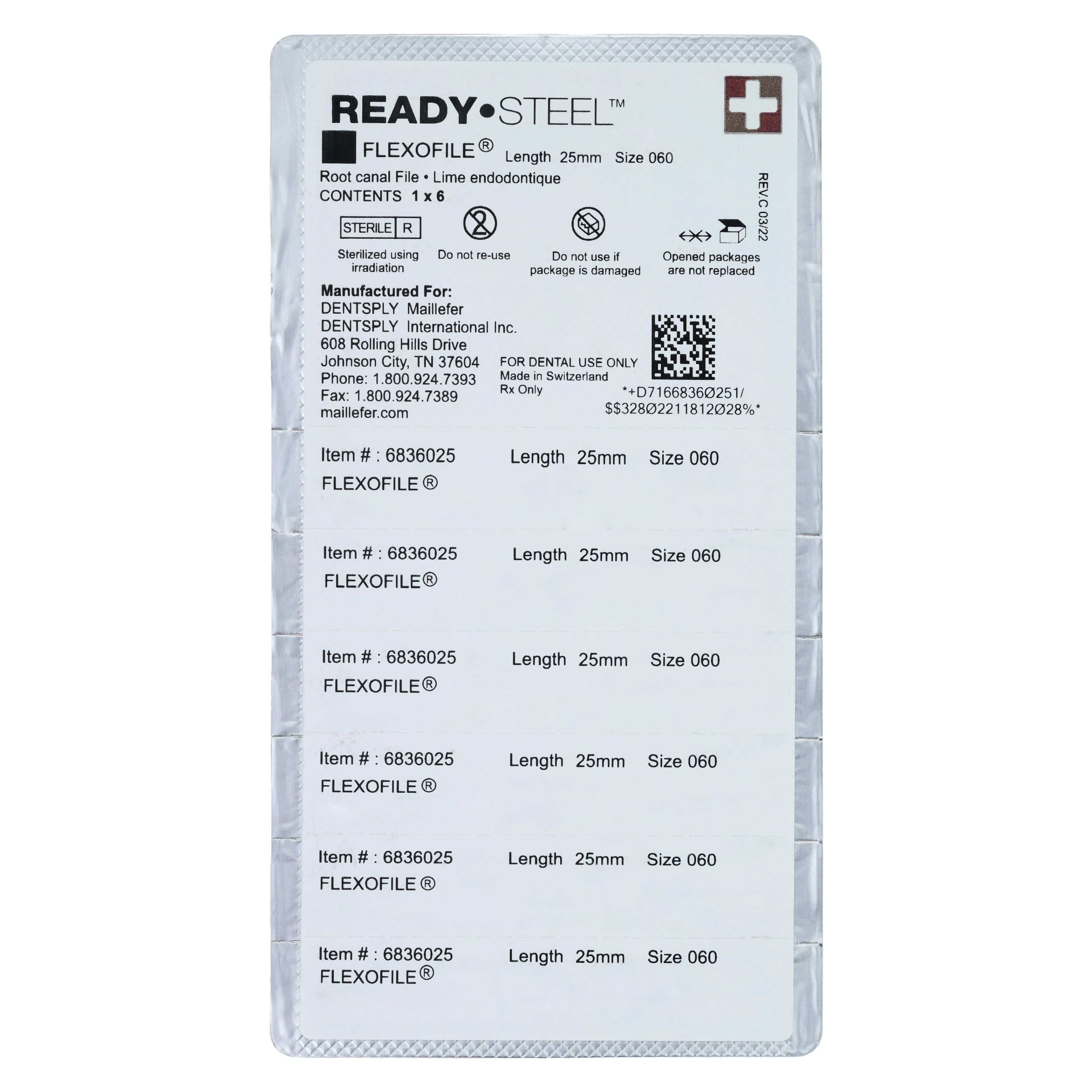 Dentsply Maillefer READYSTEEL FlexoFile #60 (Blue), 25mm, Sterile, Pack of 6, 6836025 thumbnail 2