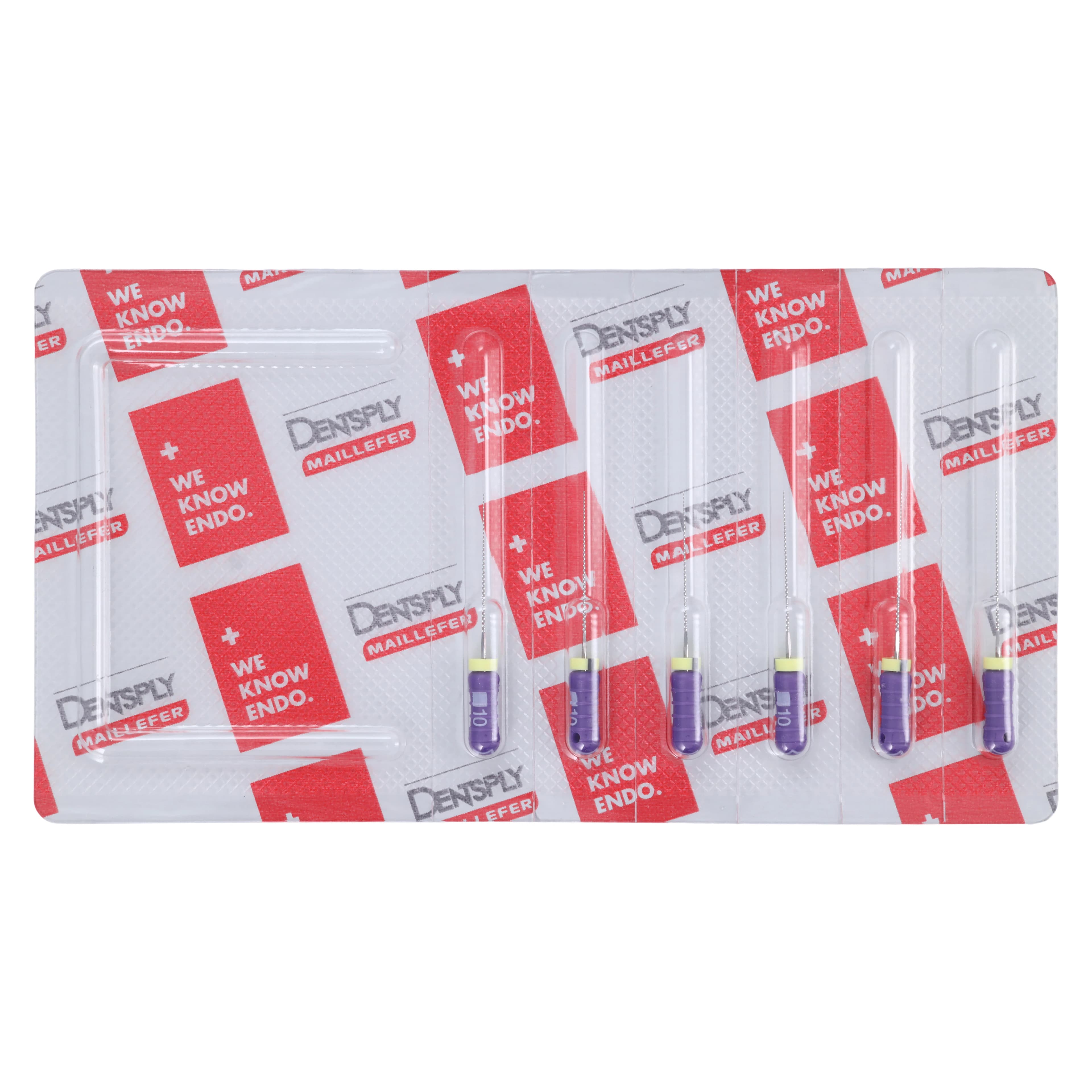 Dentsply Maillefer READYSTEEL K-File, Size #10, 21mm, Purple, Sterile, 6/Pack, 6841021 - #10 Purple READYSTEEL K-File 21mm Pack of 6 - Image 1