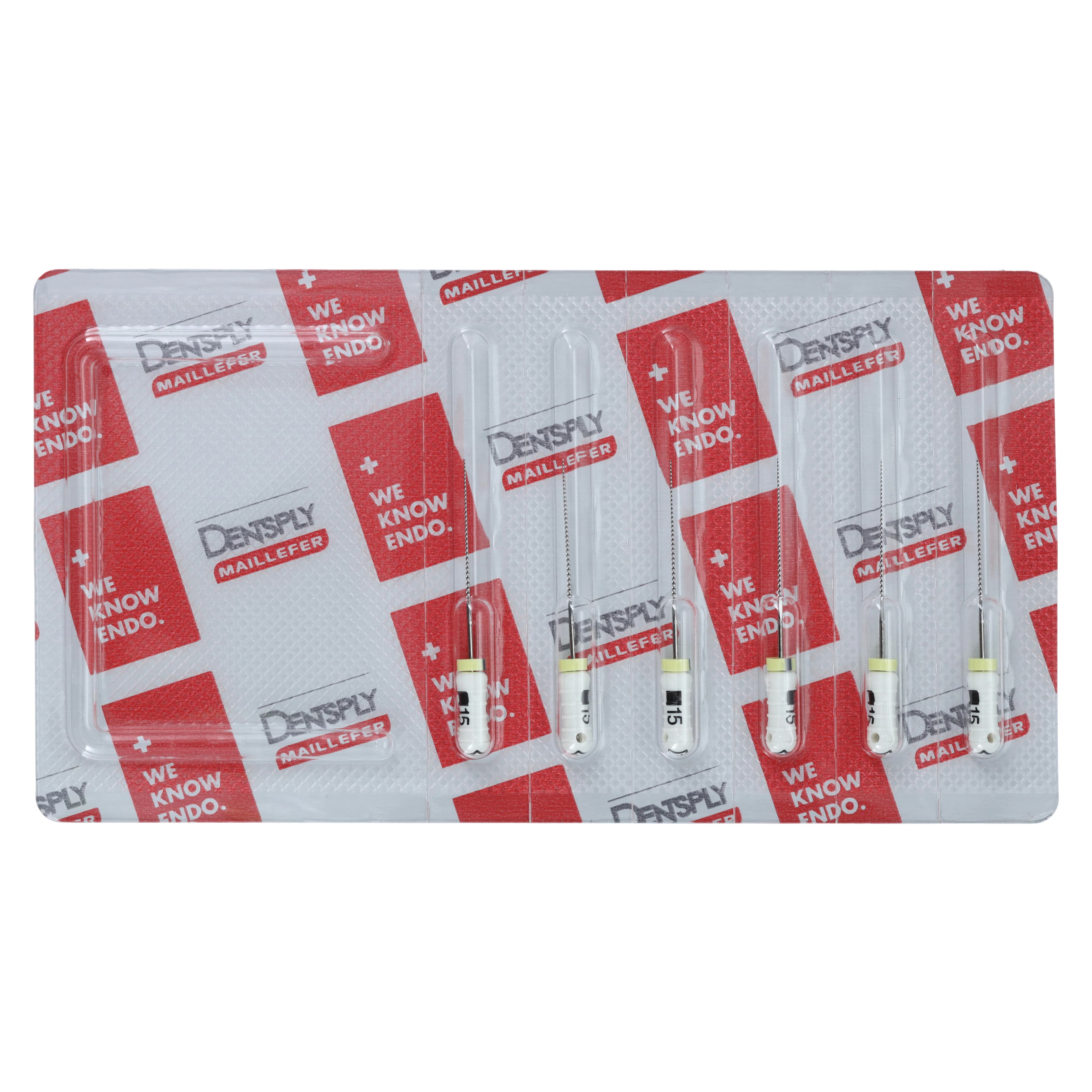 Dentsply Sirona Maillefer READYSTEEL K-File, Size #15, 25mm, White, Sterile, Stainless Steel, 6/Pack, 6841525 - #15 White READYSTEEL K-File 25mm Pack of 6 - Image 1