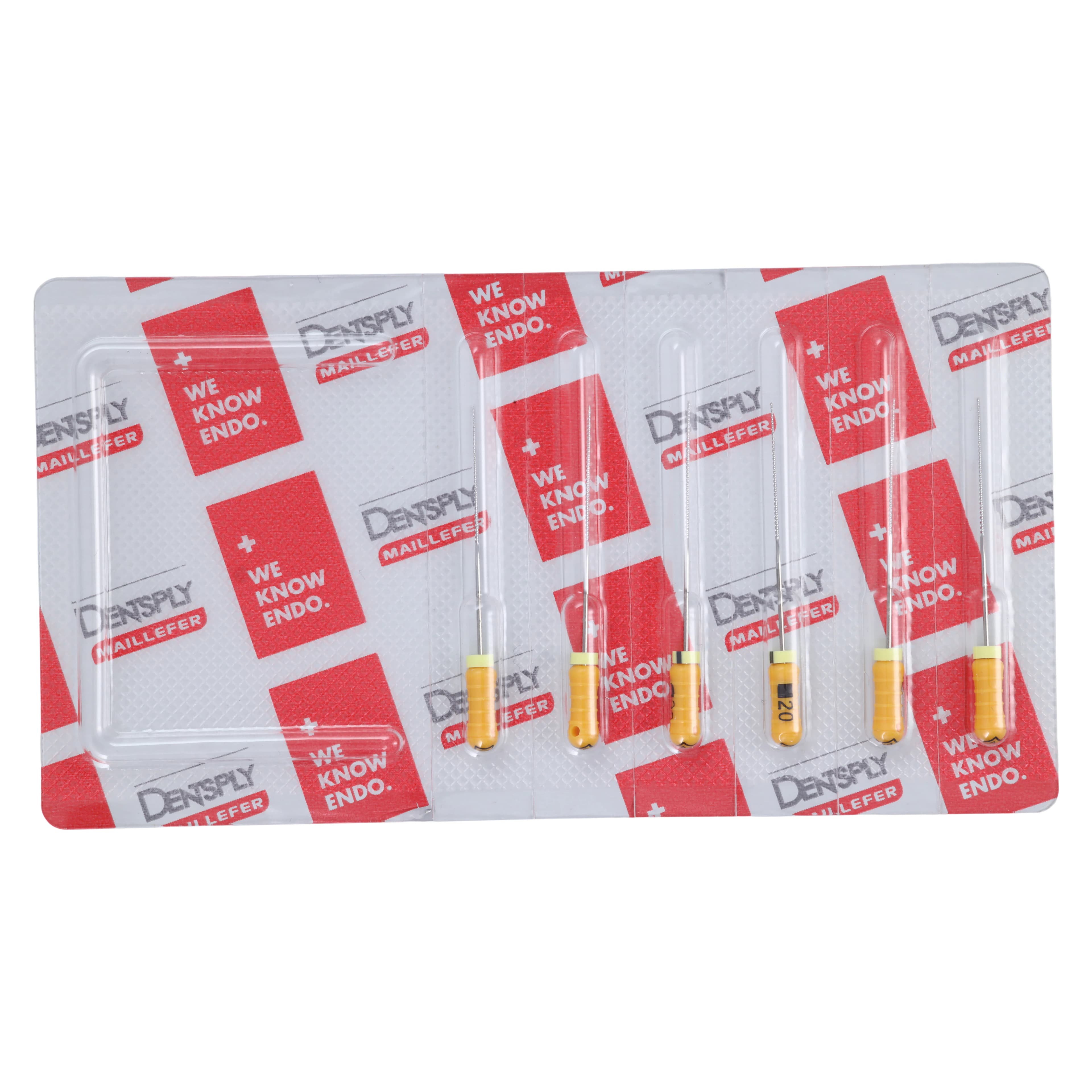 Dentsply Maillefer READYSTEEL K-File, Size #20, 31mm, Yellow, Sterile, 6/Pack, 6842031 - #20 Yellow READYSTEEL K-File 31mm Pack of 6 - Image 1