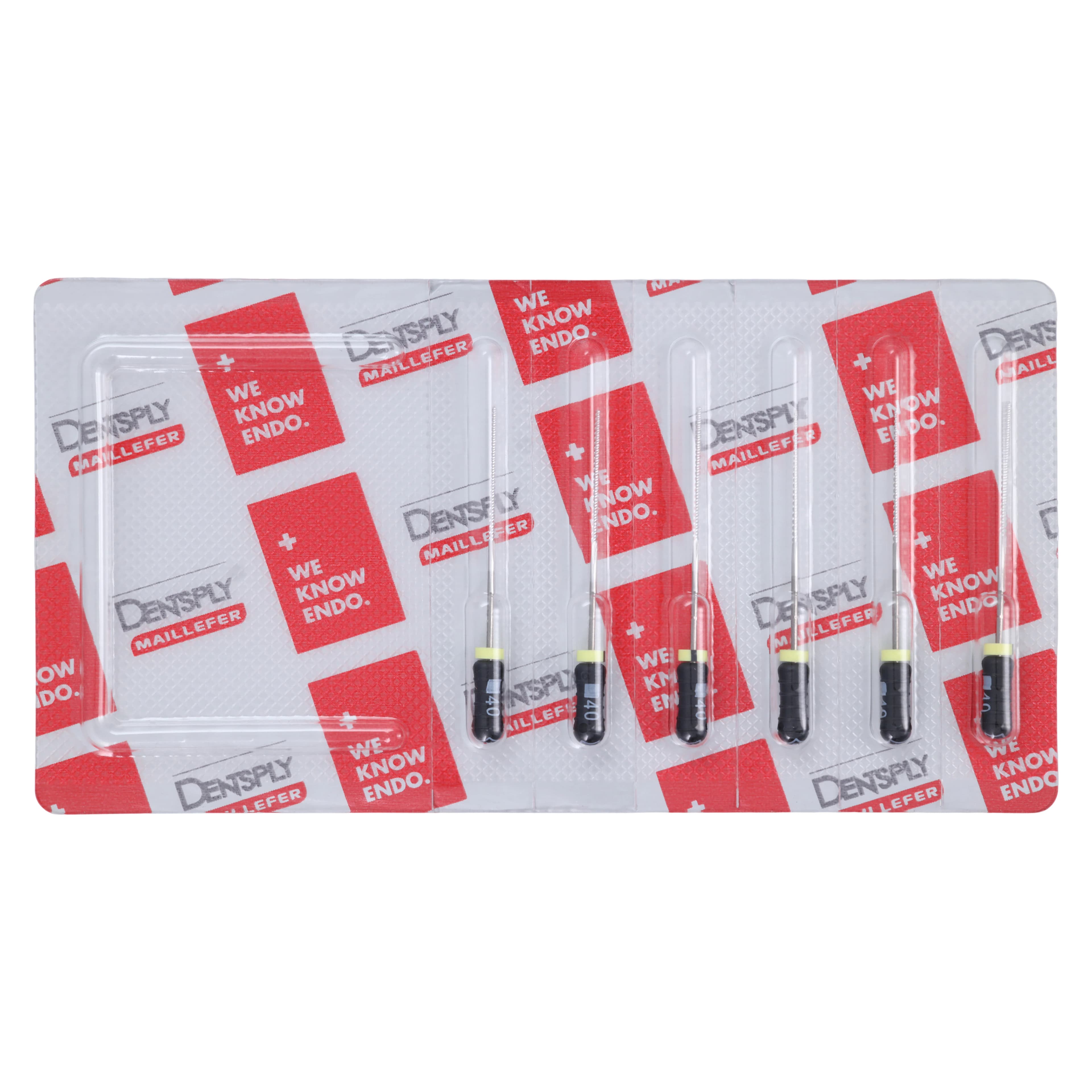 Dentsply Maillefer READYSTEEL K-File, Size #40, 31mm, Black, Sterile, 6/Pack, 6844031 - #40 Black READYSTEEL K-File 31mm Pack of 6 - Image 1