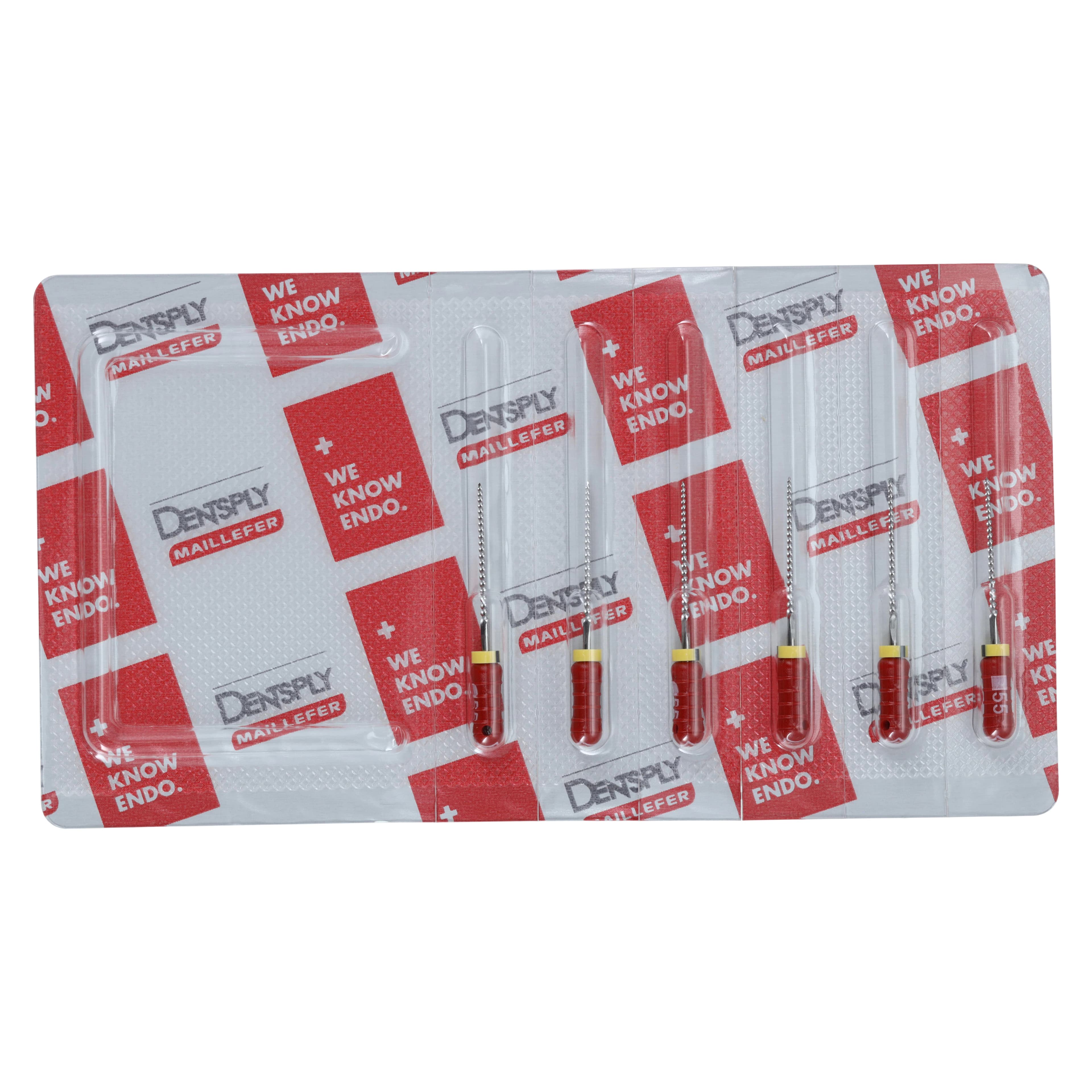 Dentsply Maillefer READYSTEEL K-File, Size #55, 21mm, Red, Sterile, Stainless Steel, 6/Pack (6845521) - #55 Red READYSTEEL K-File 21mm Pack of 6 - Image 1