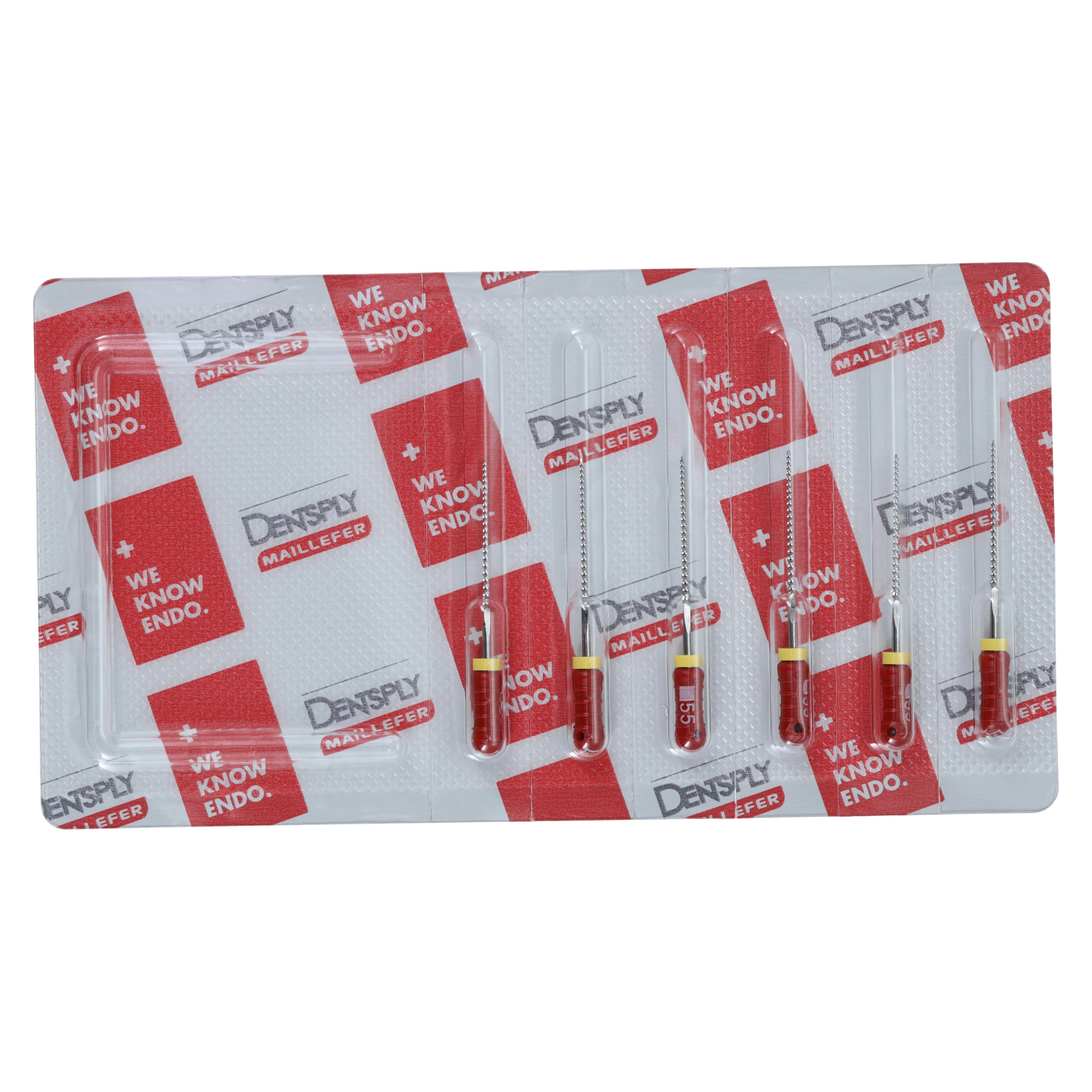 Dentsply Maillefer READYSTEEL K-File, #55, 25mm, Red, Sterile, 6/Pack, 6845525 - #55 Red READYSTEEL K-File 25mm Pack of 6 - Image 1